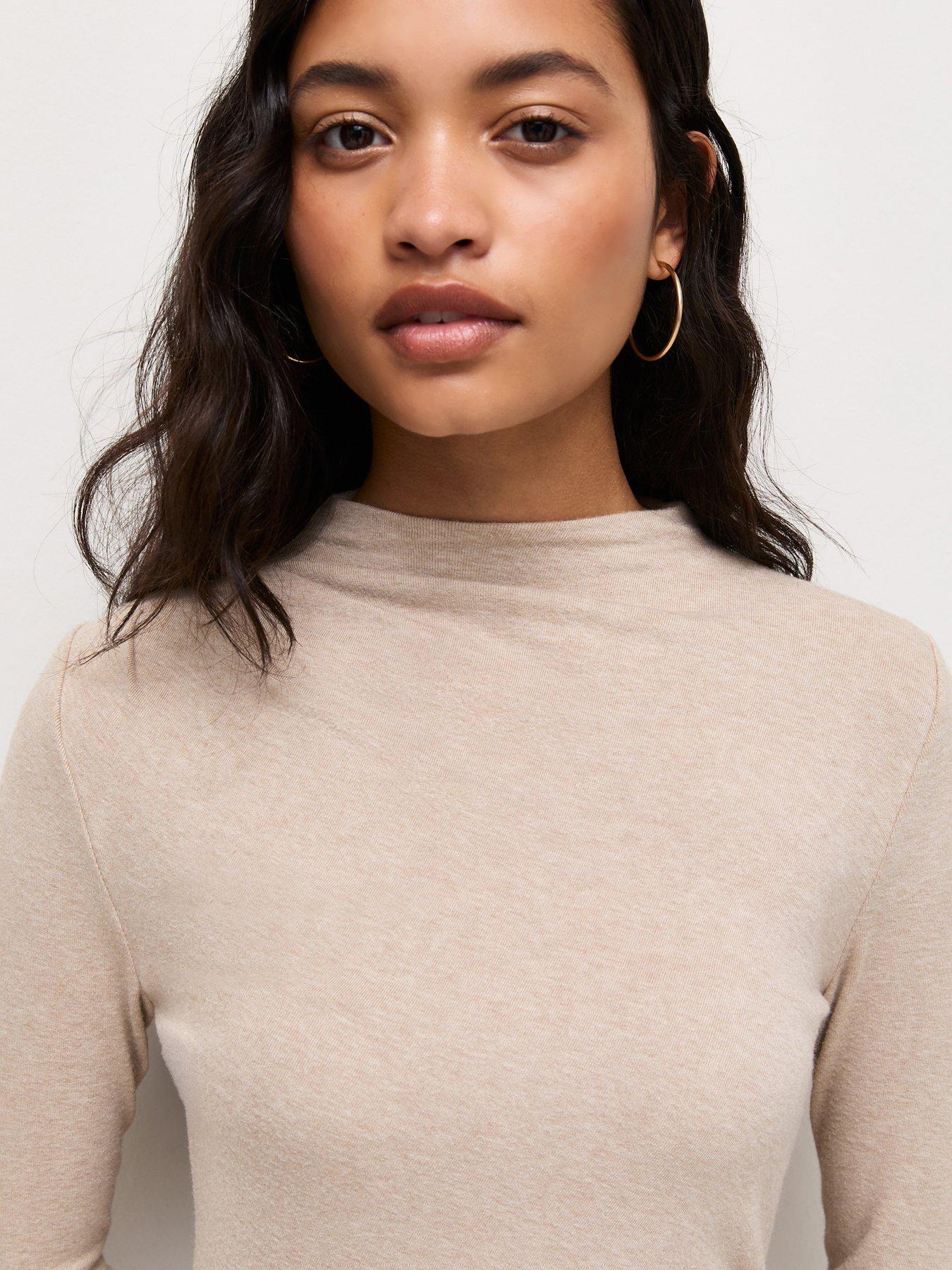 Image 4 of 5 of New Look Ruched Long Sleeve Jersey Midaxi Dress - Beige