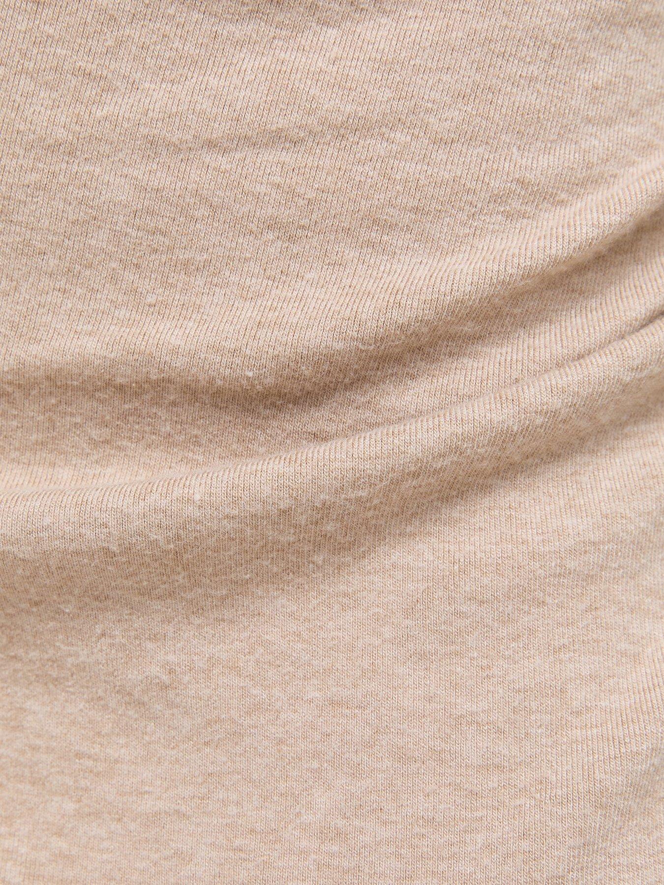 Image 5 of 5 of New Look Ruched Long Sleeve Jersey Midaxi Dress - Beige