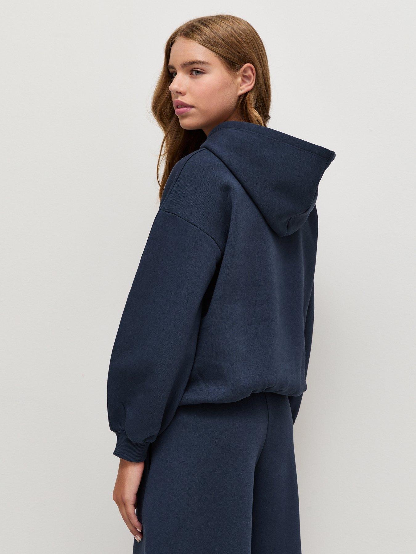 Image 2 of 5 of New Look 915 Girls Oversized Bubble Hem Hoodie - Navy