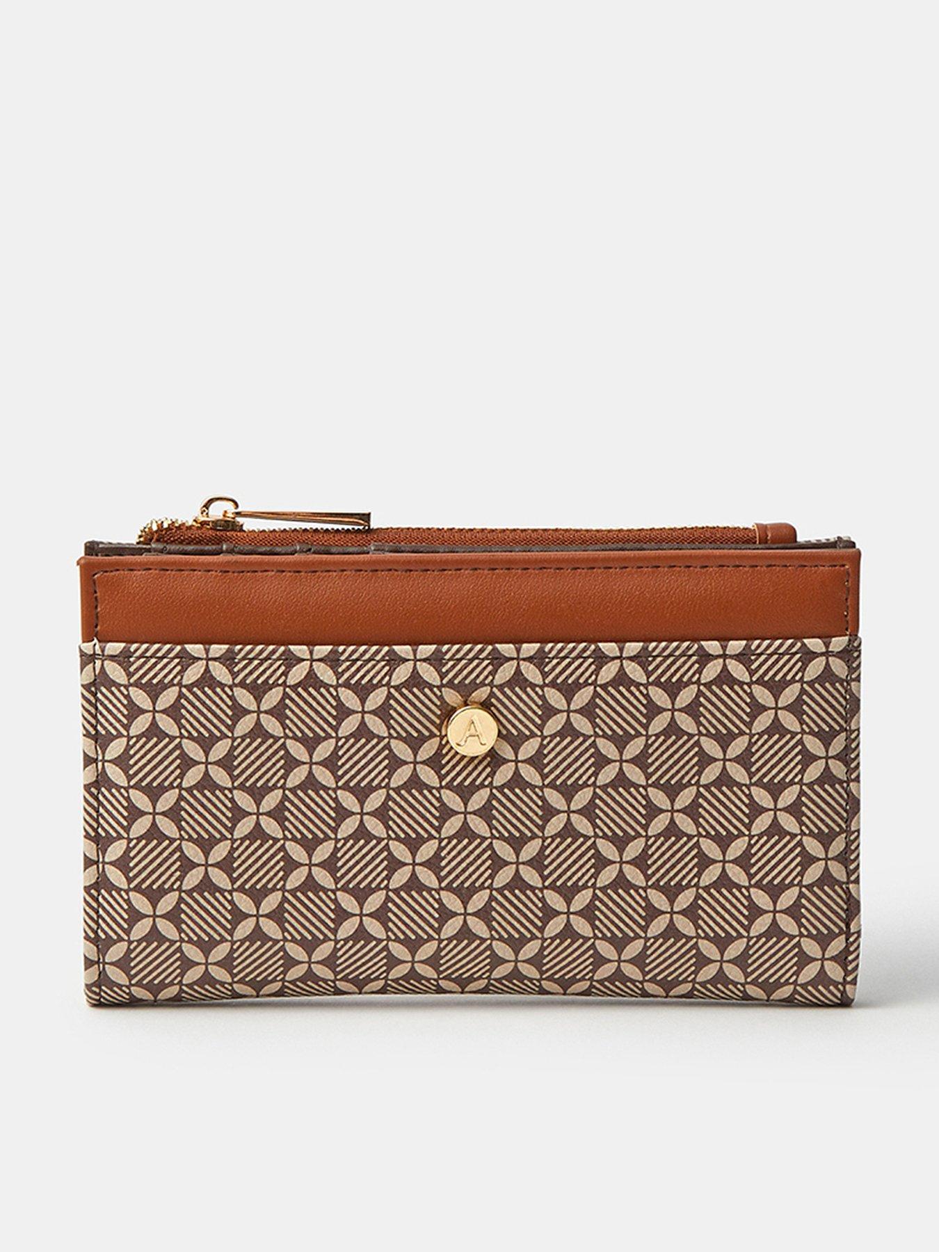 Image 1 of 3 of Accessorize Monogram Print Slimline Purse - Multi
