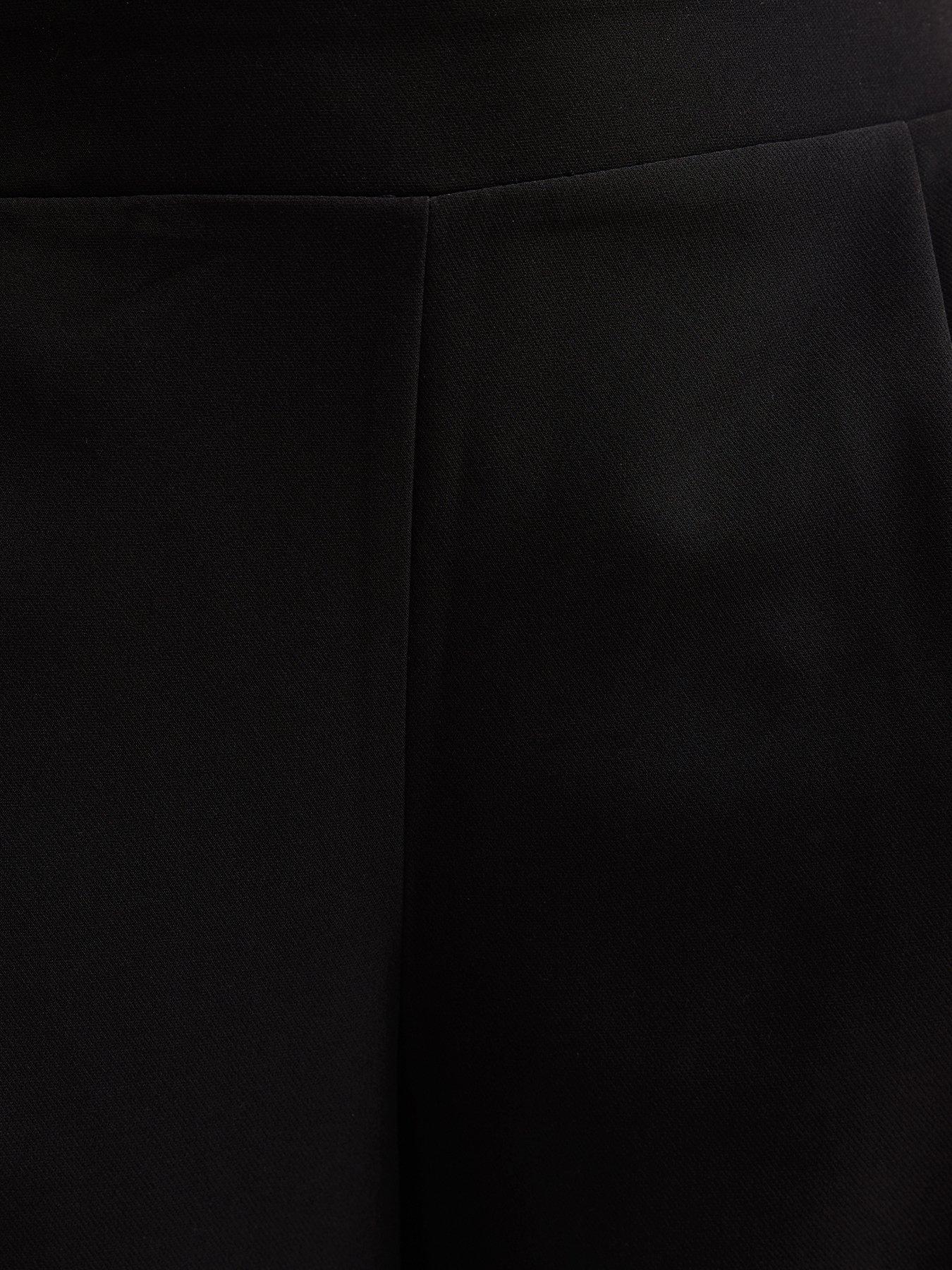 Image 5 of 6 of New Look Petite Black Pull On Wide Leg Trousers