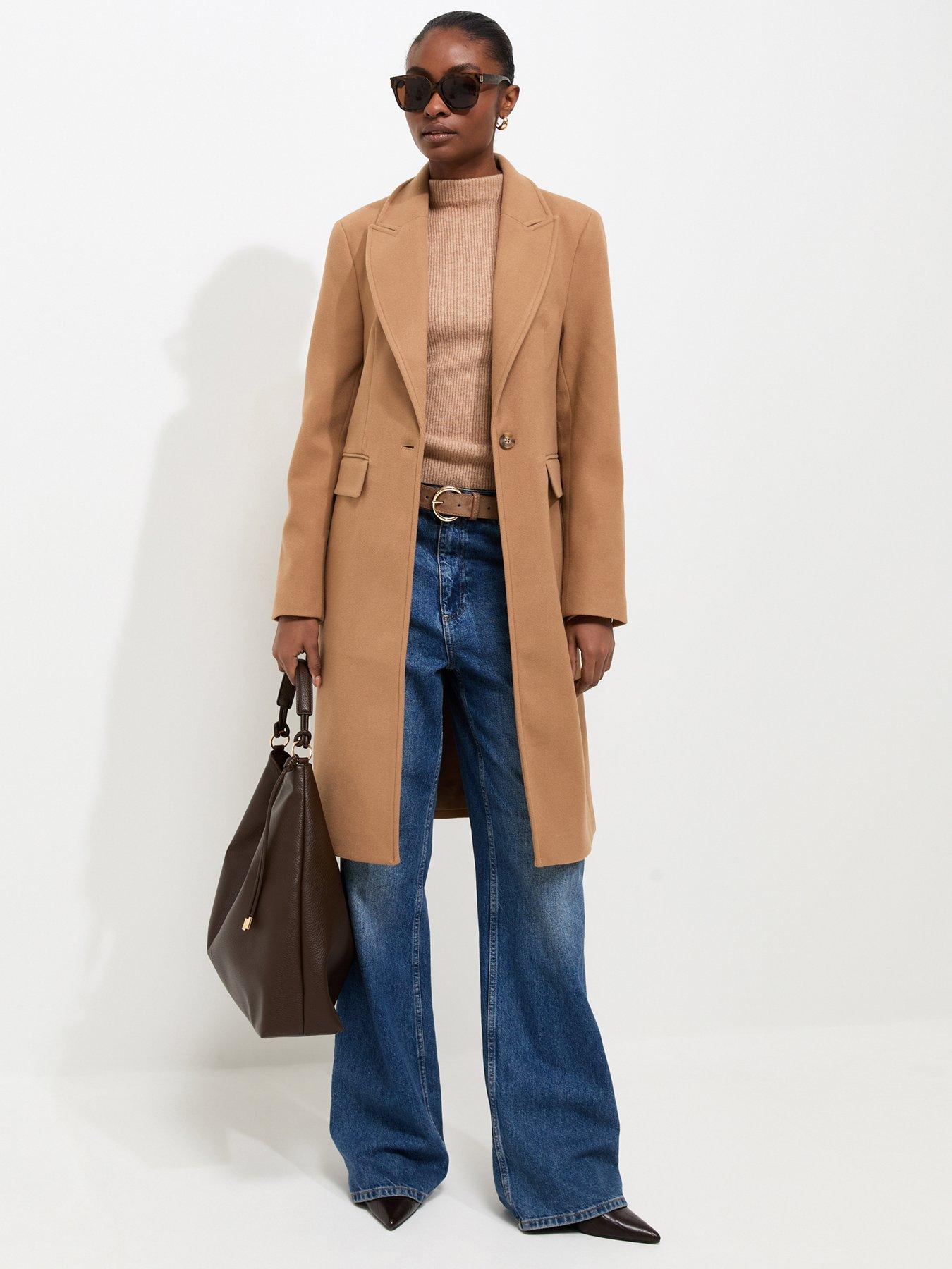 New Look One Button Single Breasted Coat - Brown