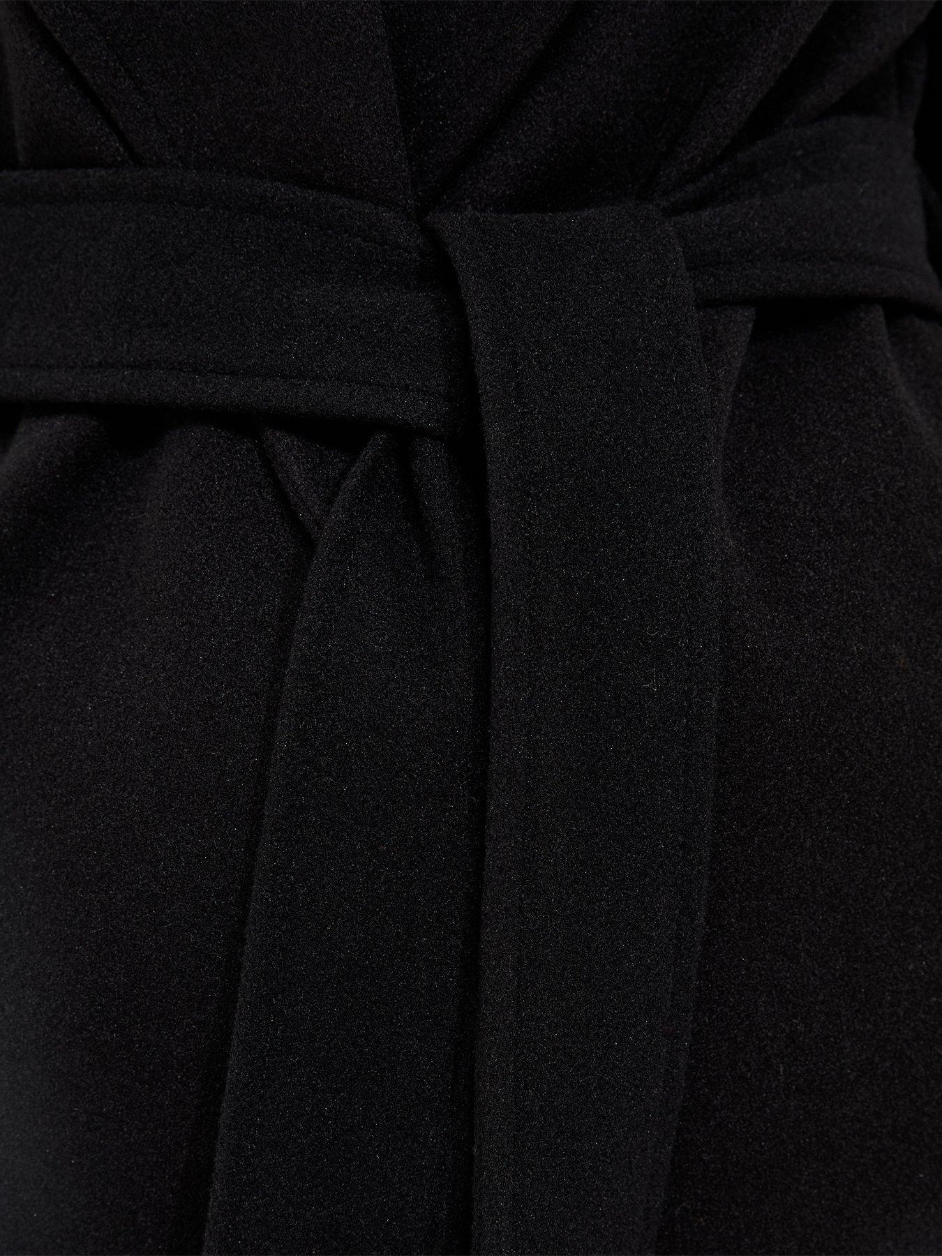 Image 5 of 5 of New Look Womens Shawl Collar Belted Wrap Coat - Black