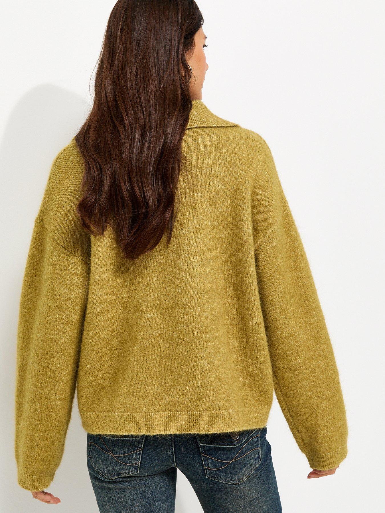 Image 2 of 6 of New Look Womens Polo Collar Wool-Blend Knitted Jumper - Green
