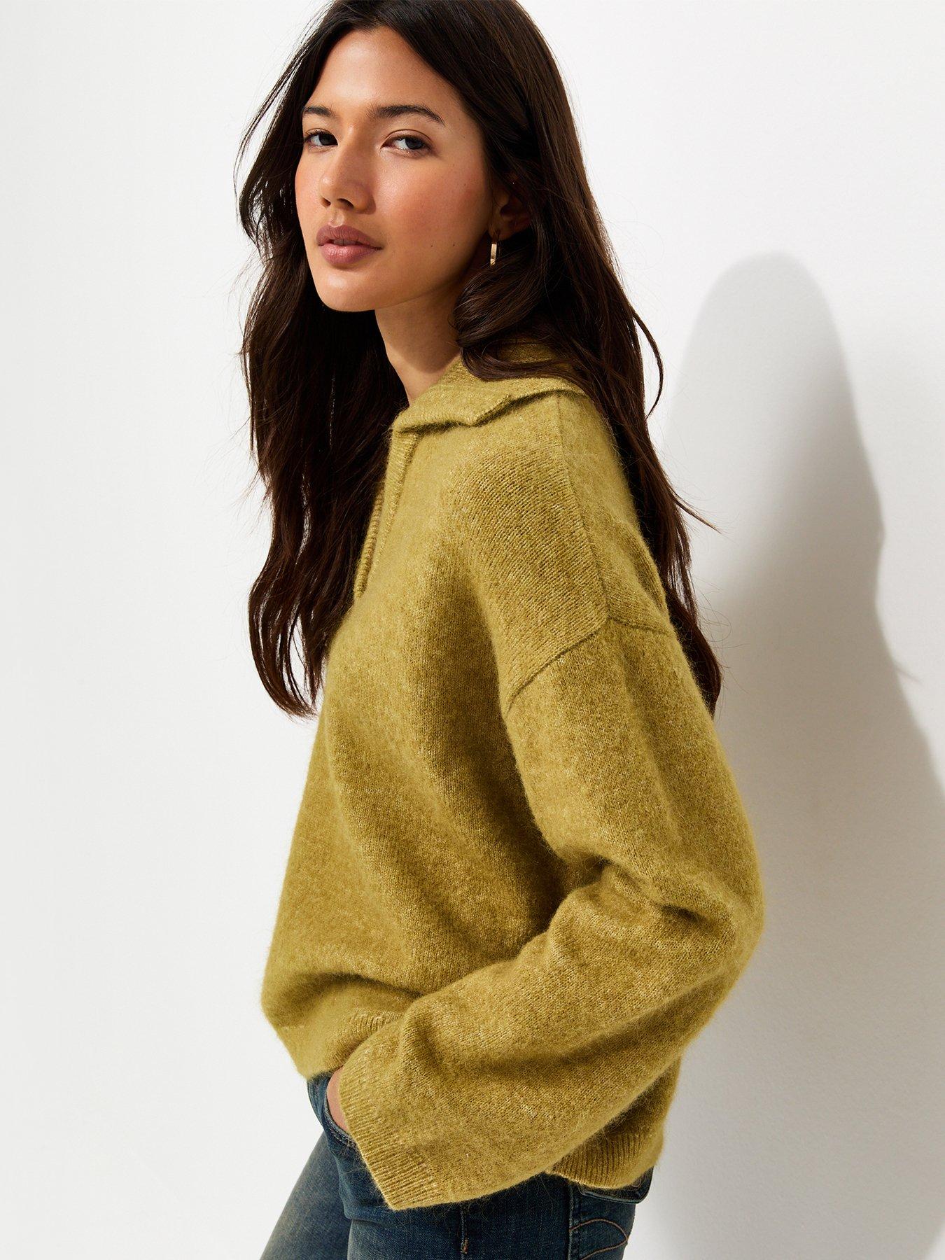 Image 4 of 6 of New Look Womens Polo Collar Wool-Blend Knitted Jumper - Green
