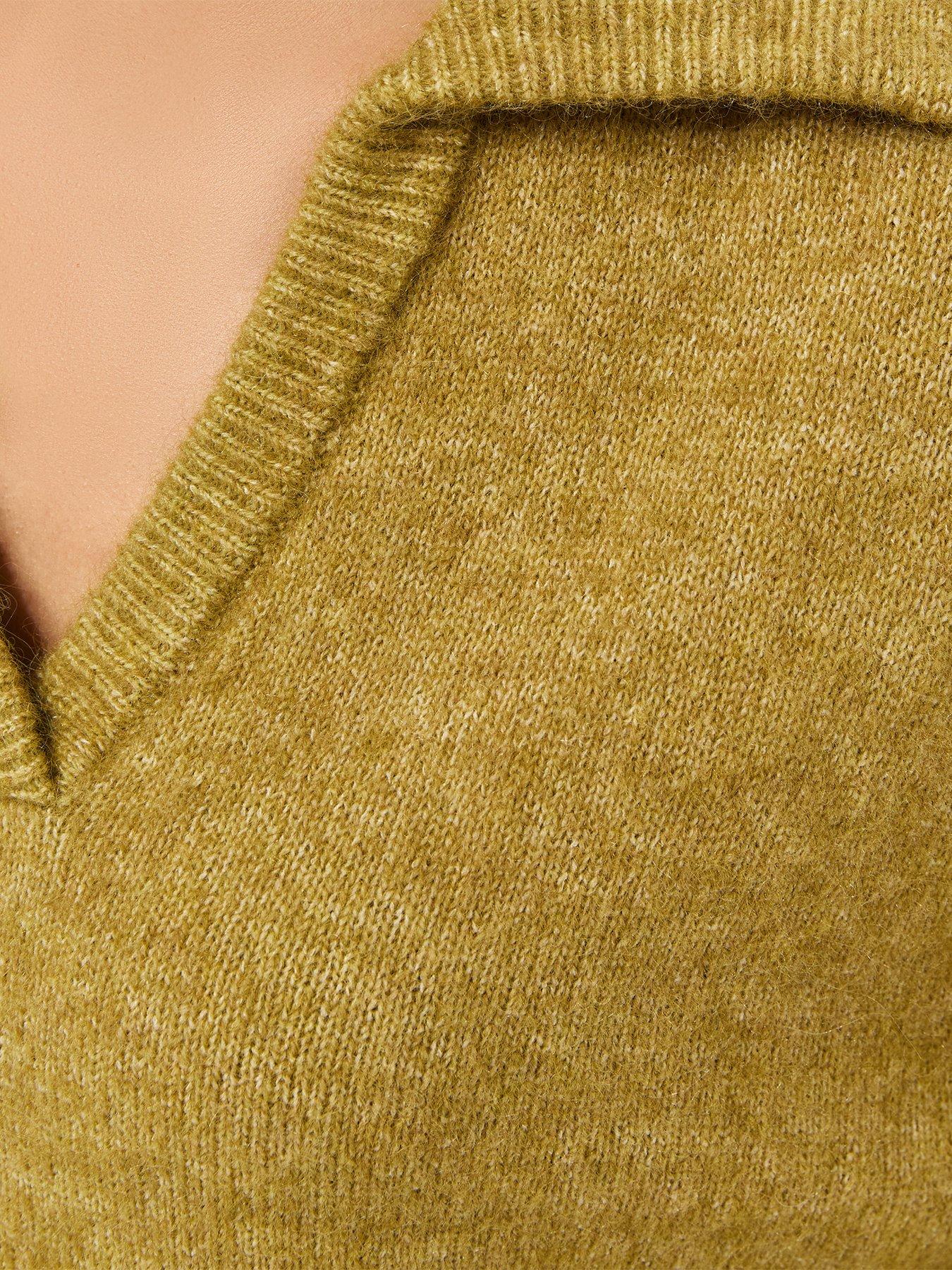Image 6 of 6 of New Look Womens Polo Collar Wool-Blend Knitted Jumper - Green