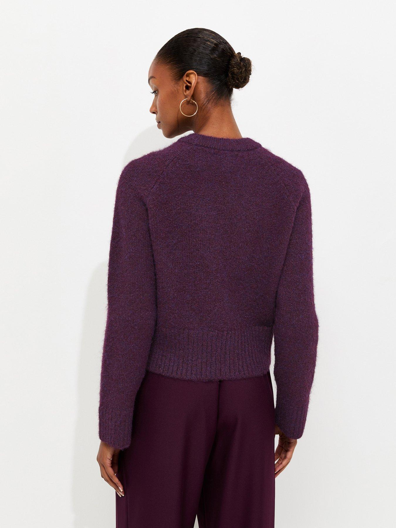 Image 2 of 6 of New Look Knitted Raglan Sleeve Jumper - Purple