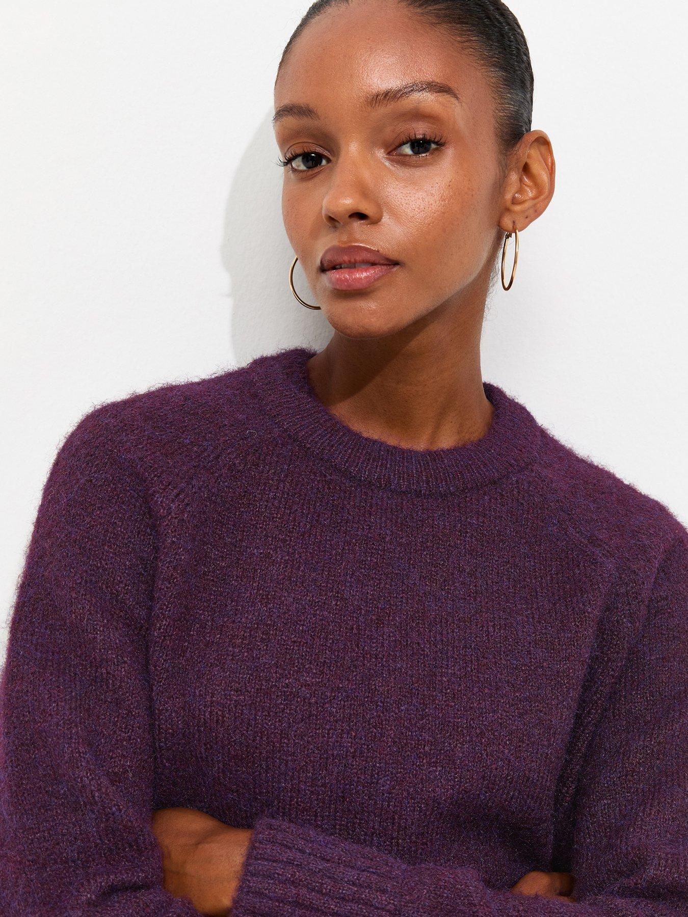 Image 5 of 6 of New Look Knitted Raglan Sleeve Jumper - Purple