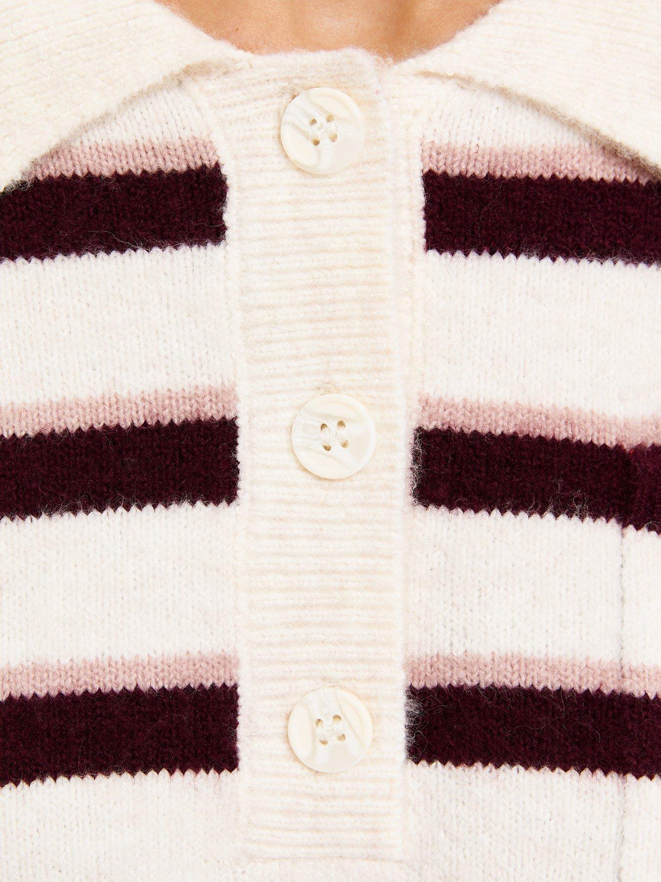 Image 6 of 6 of New Look New Look Womens Striped Patch Pocket Polo Jumper - Cream