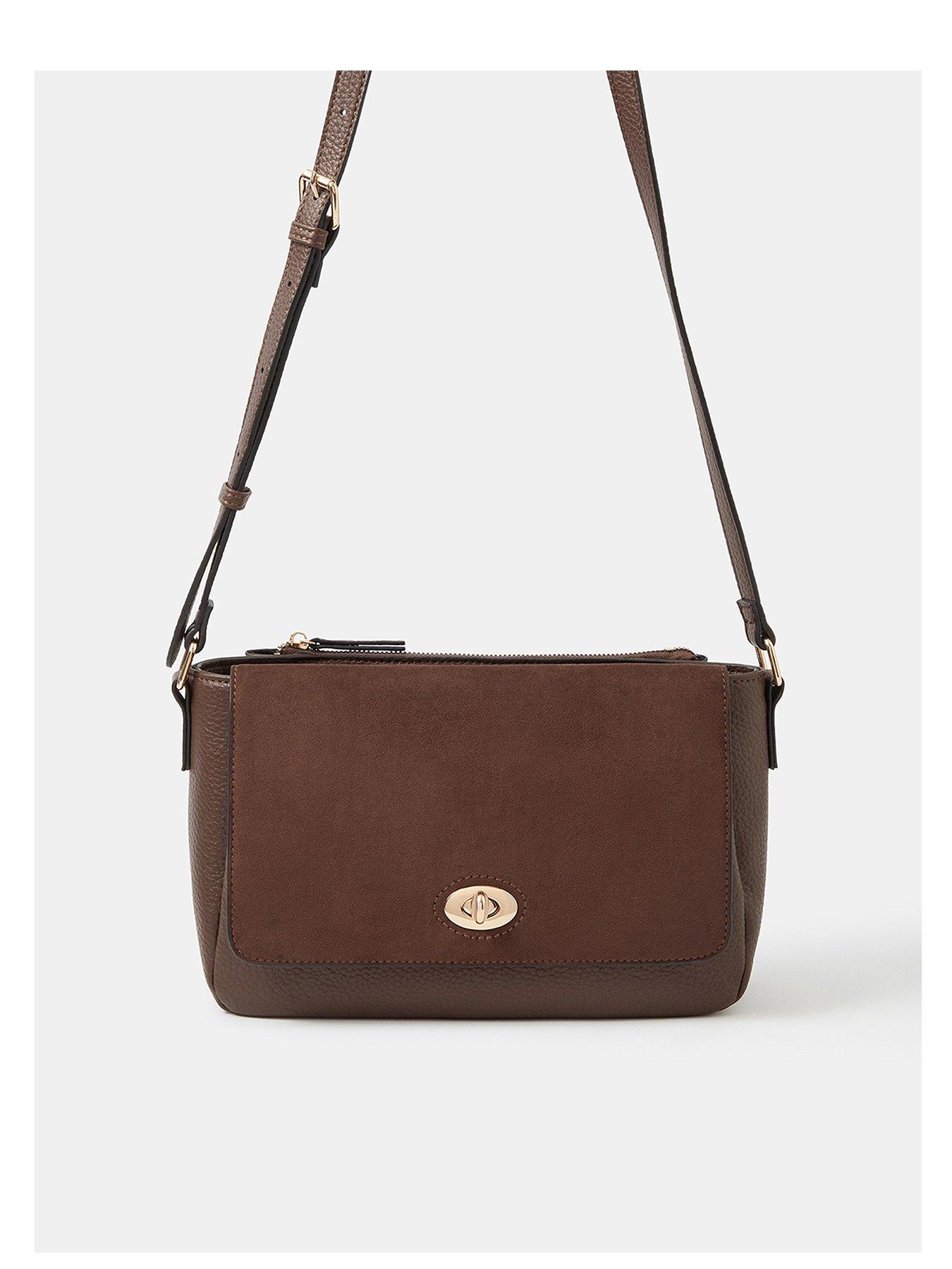Accessorize Medium Twist Lock Crossbody Bag - Brown