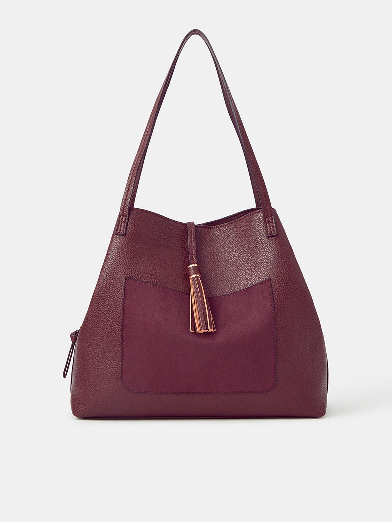 Accessorize Slouchy Faux Leather Shoulder Bag - Red