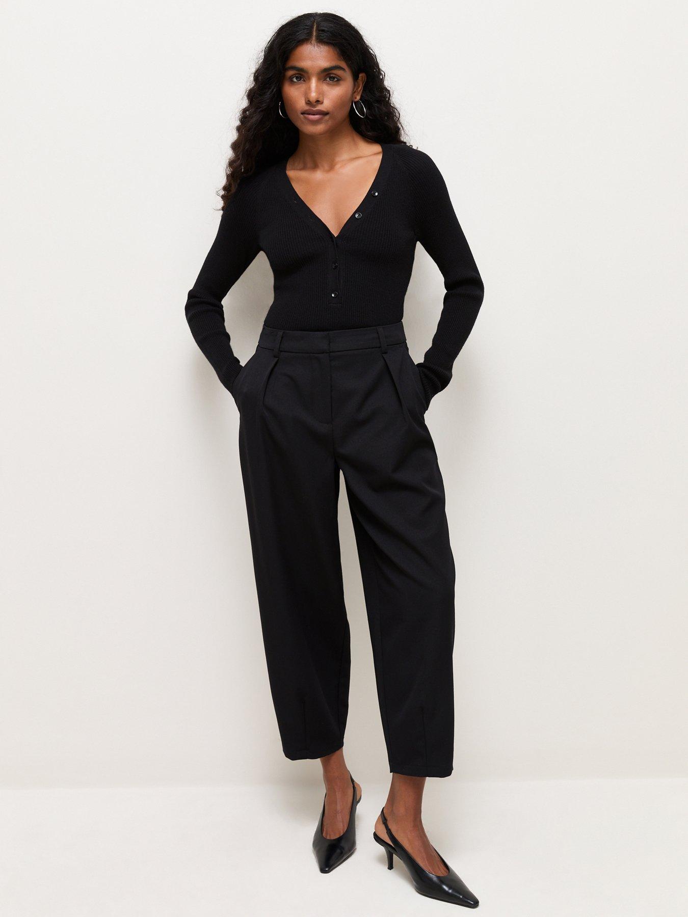New Look Women's Petite Tailored Barrel Leg Trousers - Black