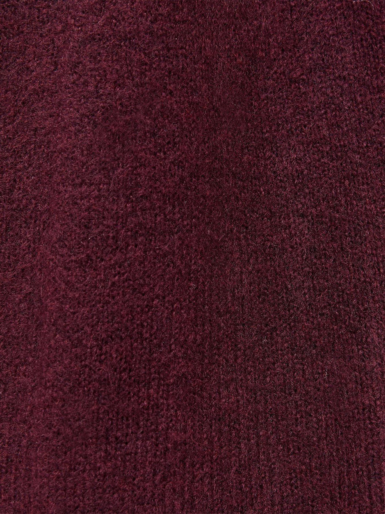 Image 5 of 5 of New Look Womens Midweight Open Front Pocket Midi Cardigan - Dark Red