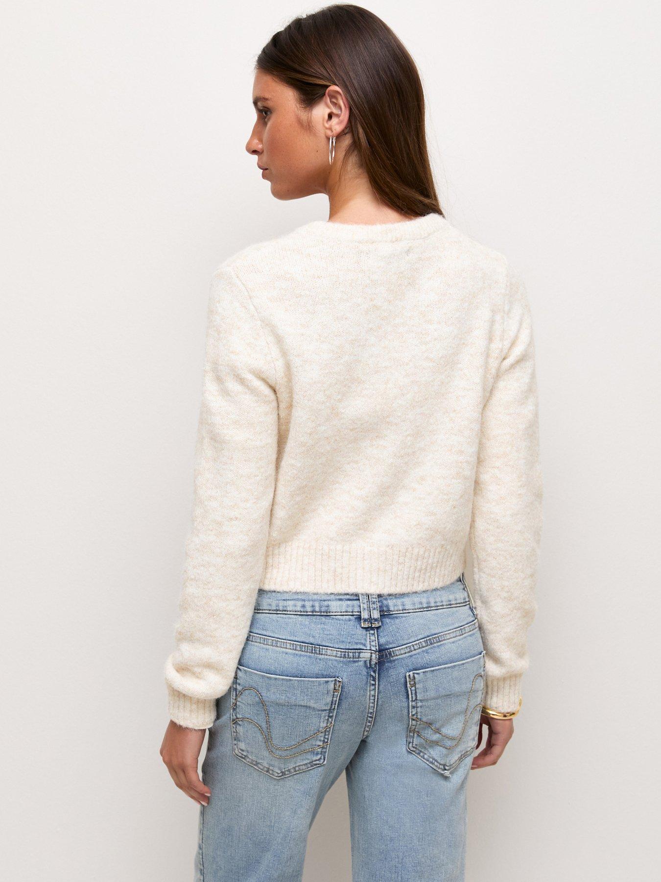 Image 2 of 6 of New Look Womens Wool Blend Button Through Knitted Cardigan - White