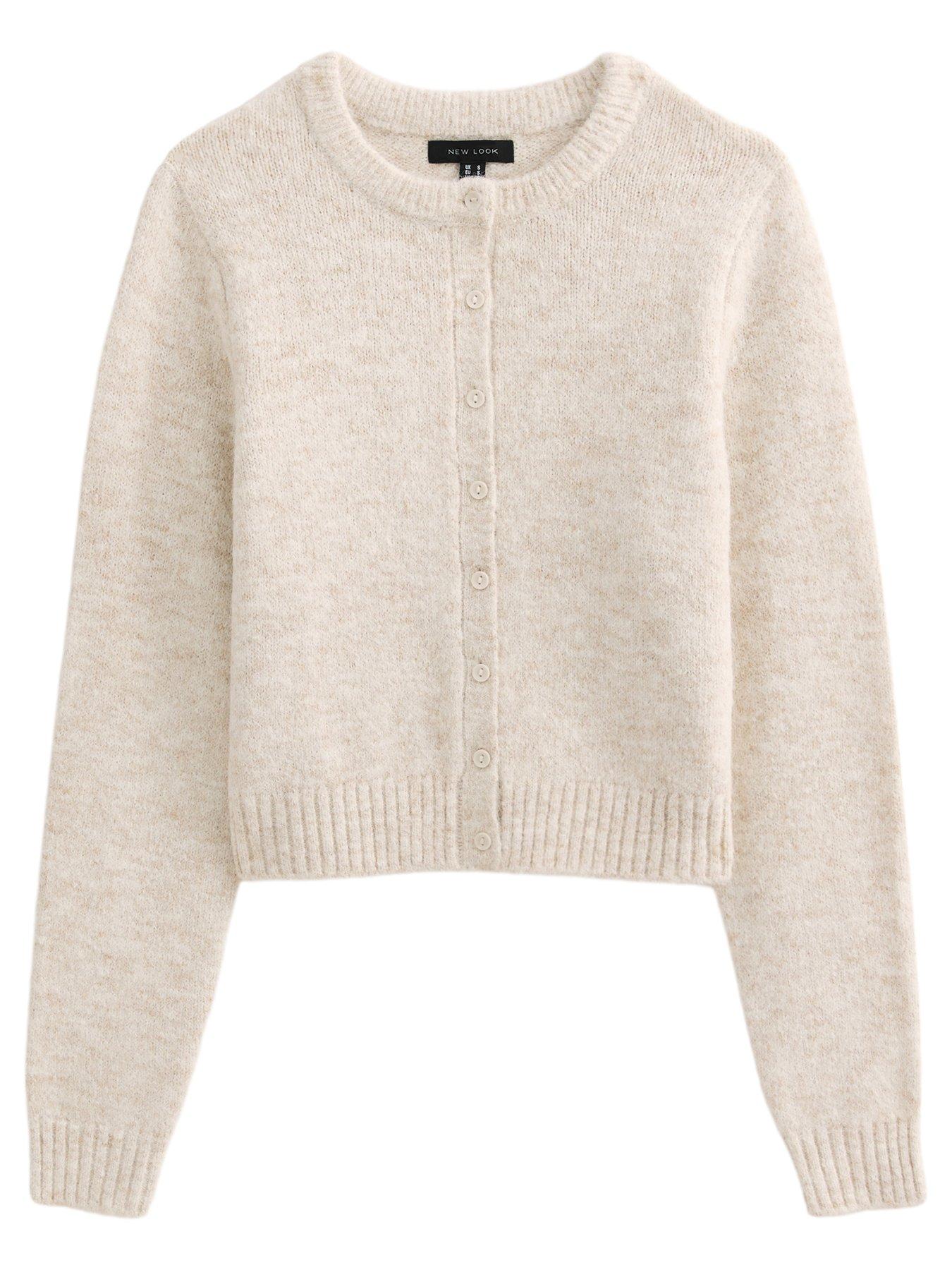 Image 5 of 6 of New Look Womens Wool Blend Button Through Knitted Cardigan - White