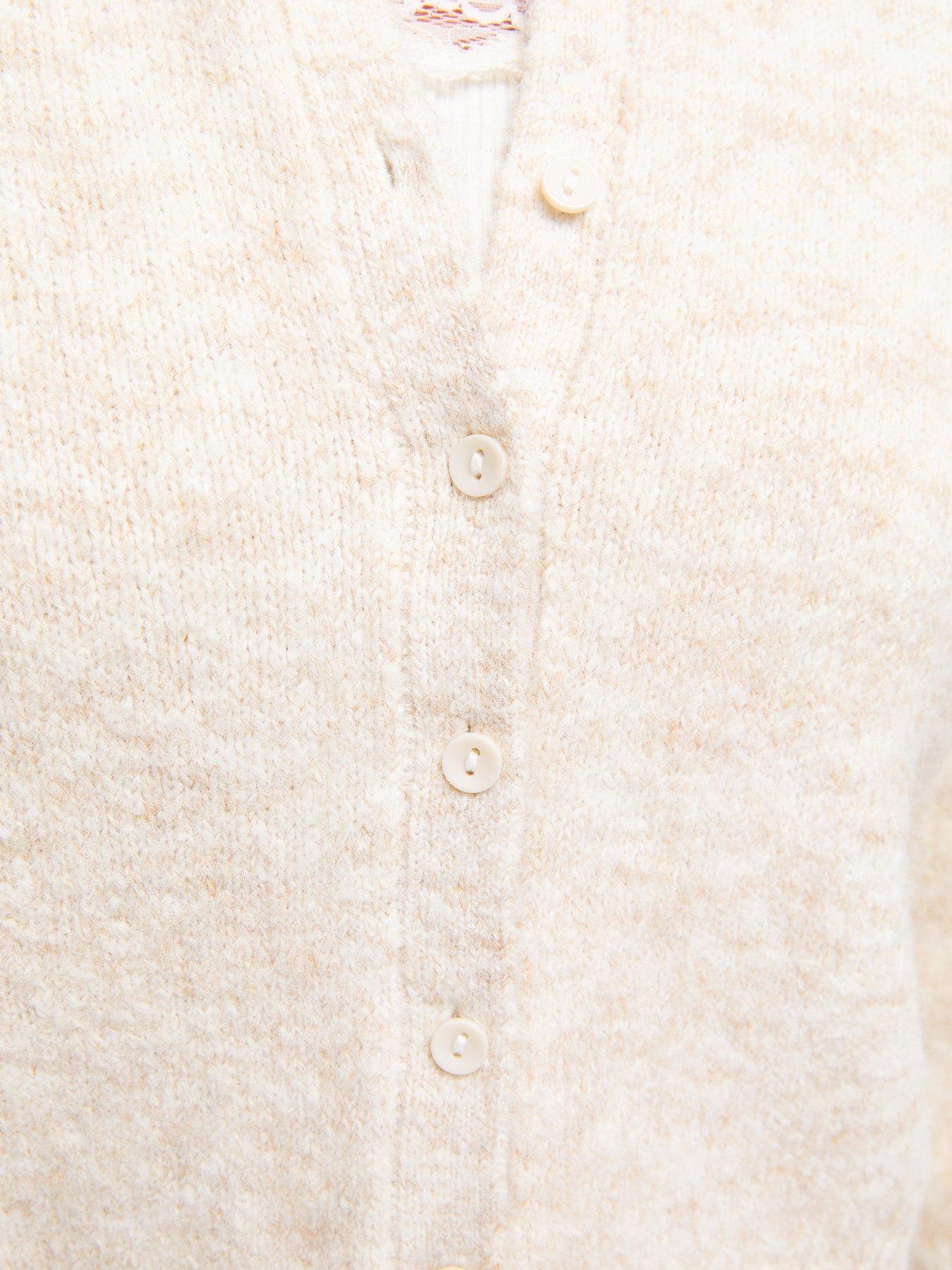 Image 6 of 6 of New Look Womens Wool Blend Button Through Knitted Cardigan - White