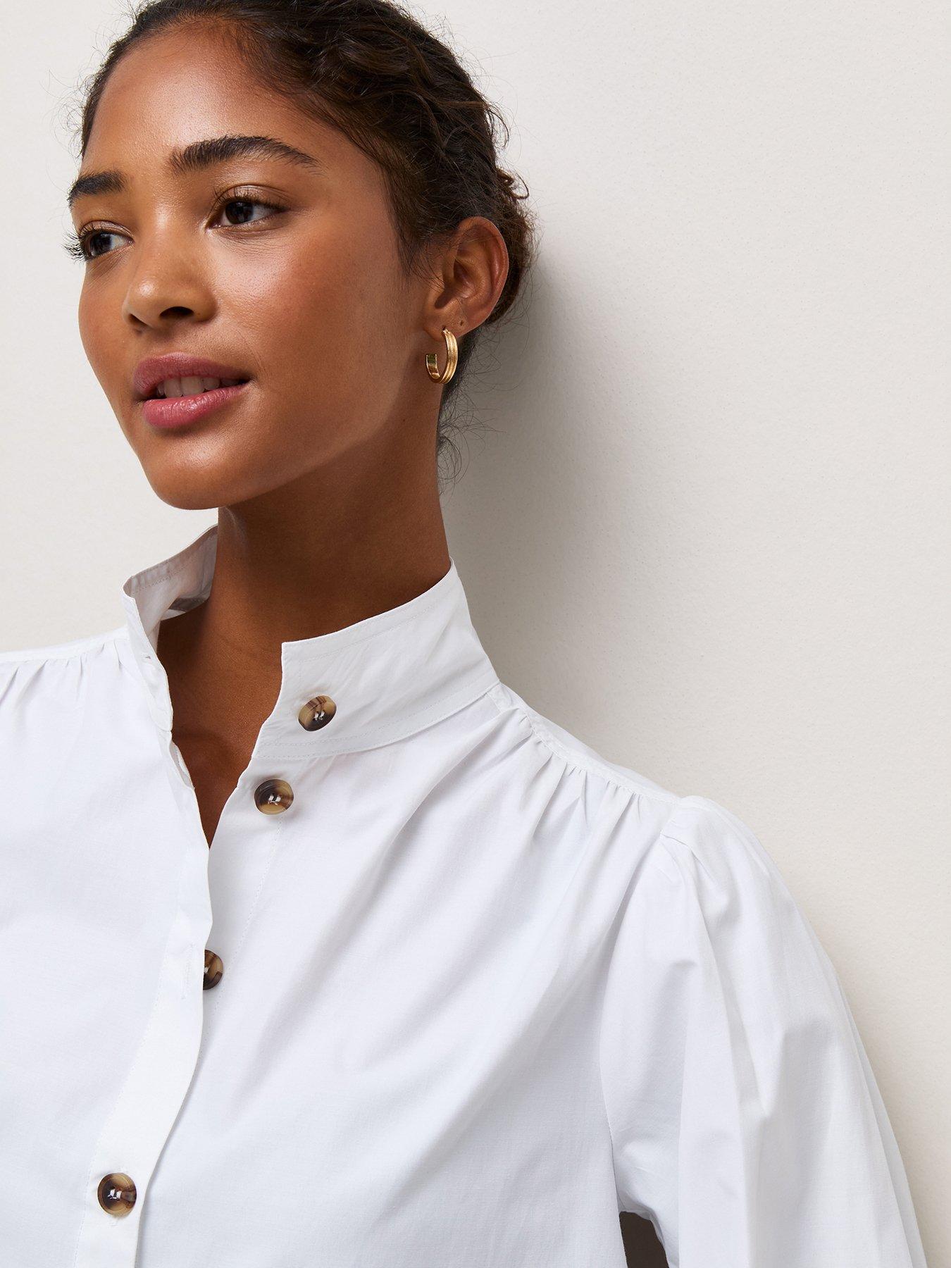 Image 5 of 6 of New Look White Funnel Neck Short Shirt