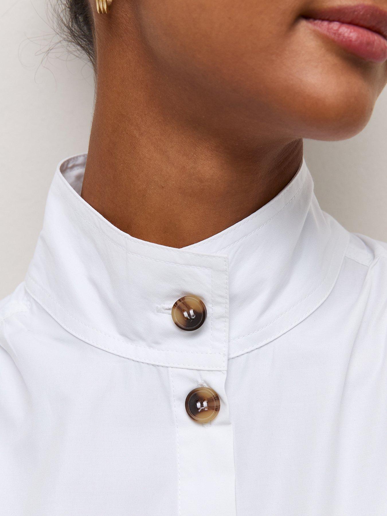 Image 6 of 6 of New Look White Funnel Neck Short Shirt