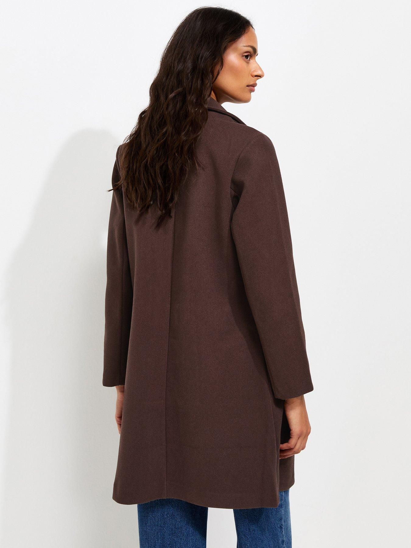 Image 2 of 6 of New Look Brown Open Front Longline Formal Coat