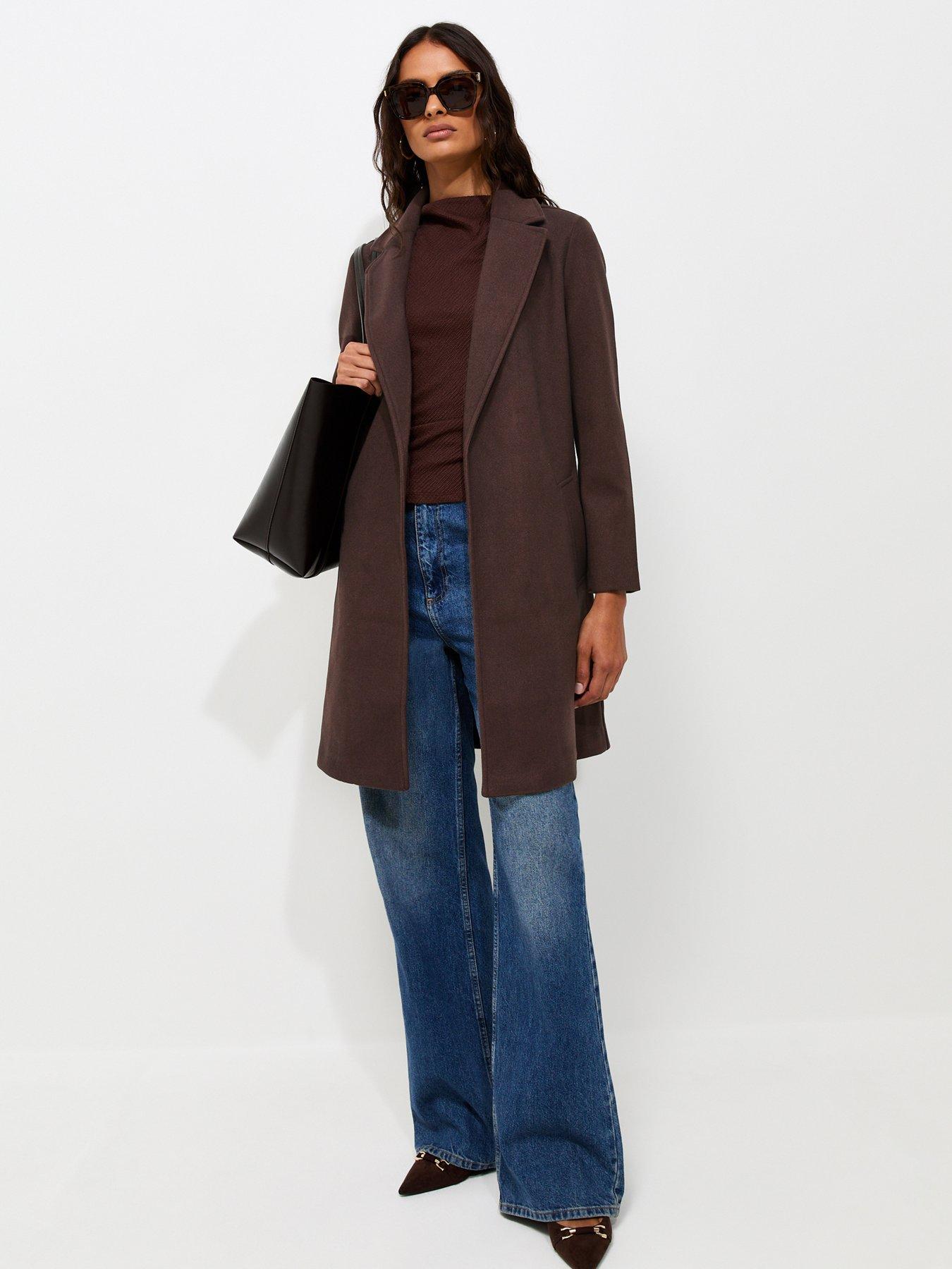 Image 3 of 6 of New Look Brown Open Front Longline Formal Coat