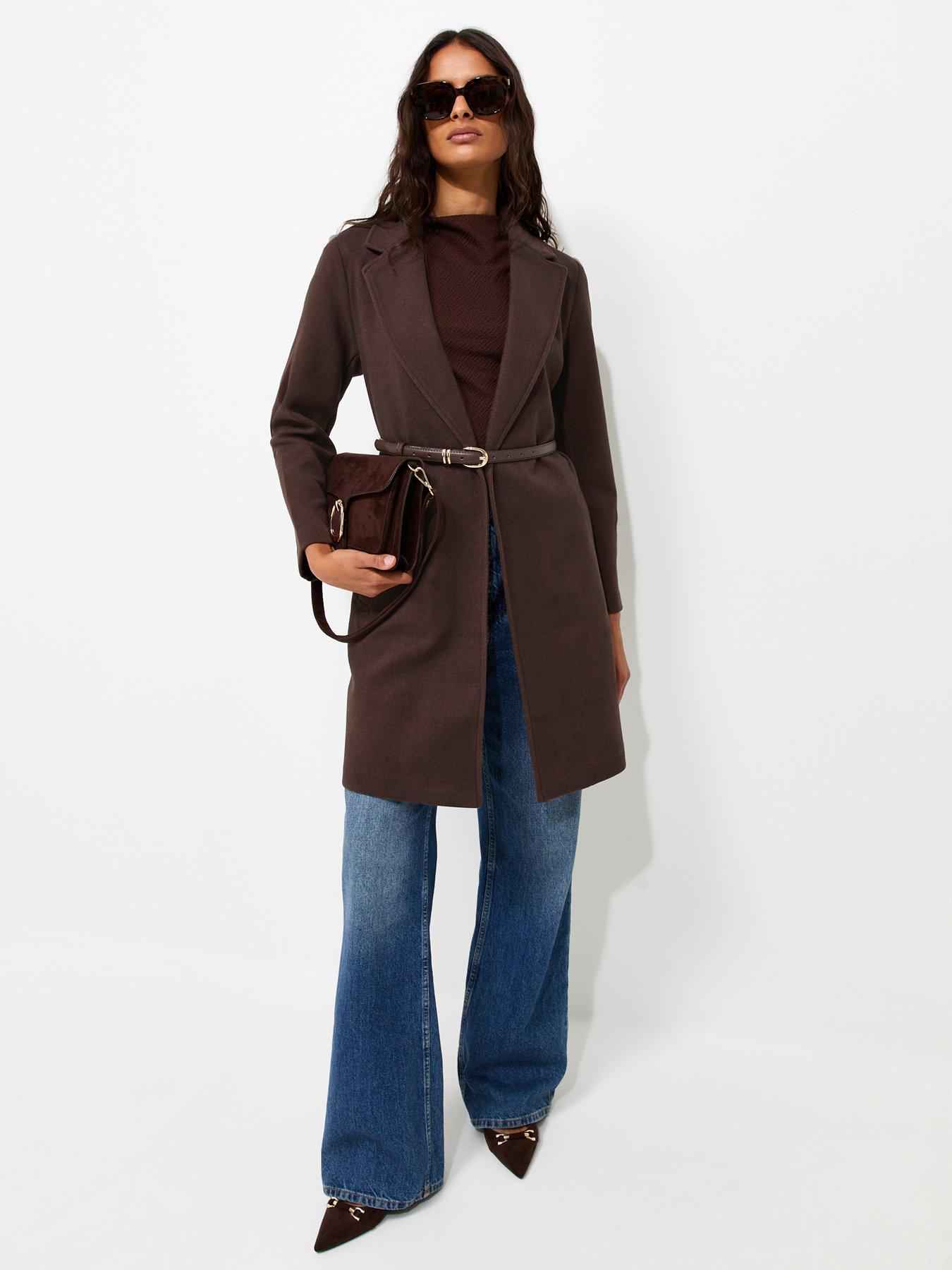 Image 4 of 6 of New Look Brown Open Front Longline Formal Coat