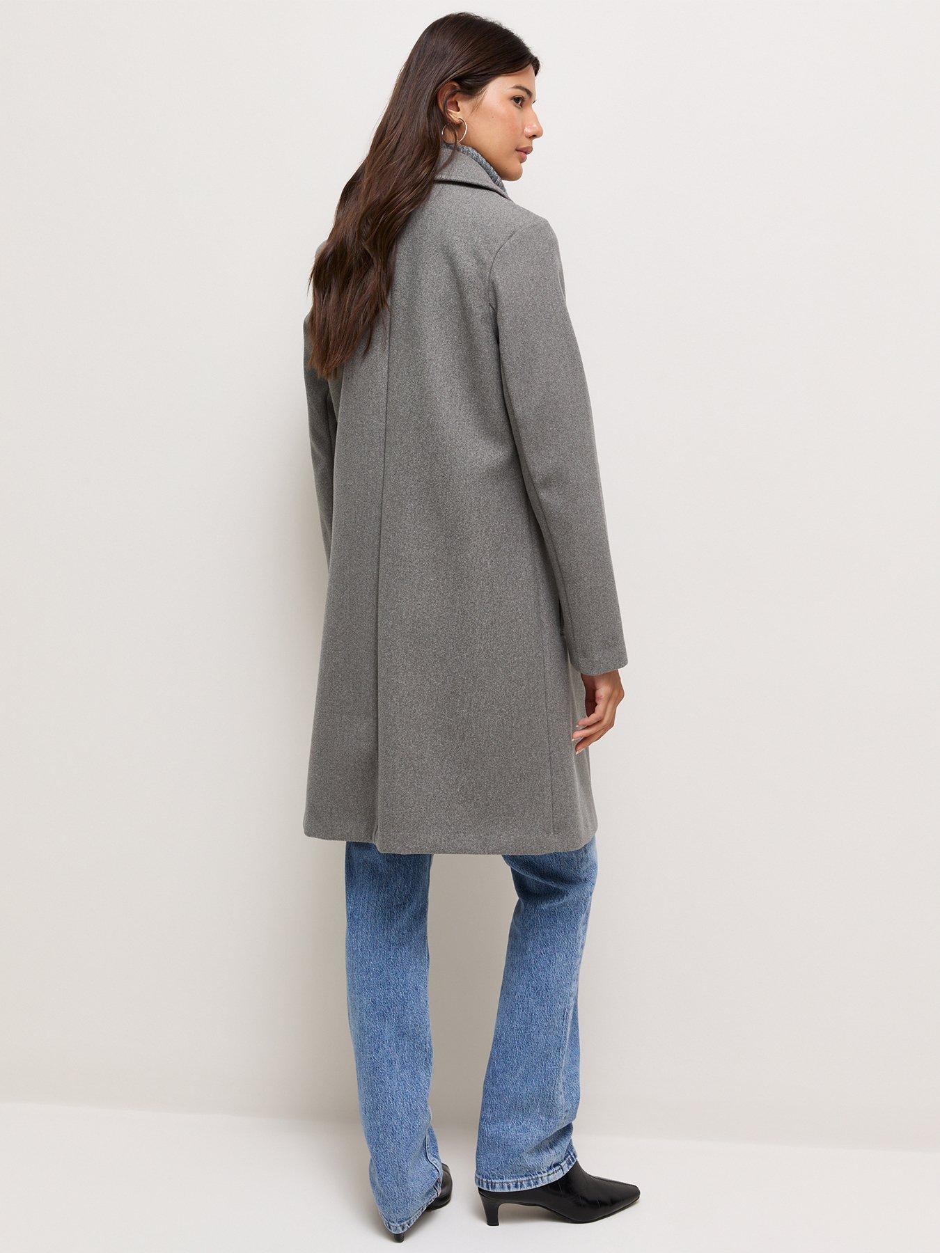 Image 2 of 5 of New Look Womens Open Front Longline Tailored Coat - Grey