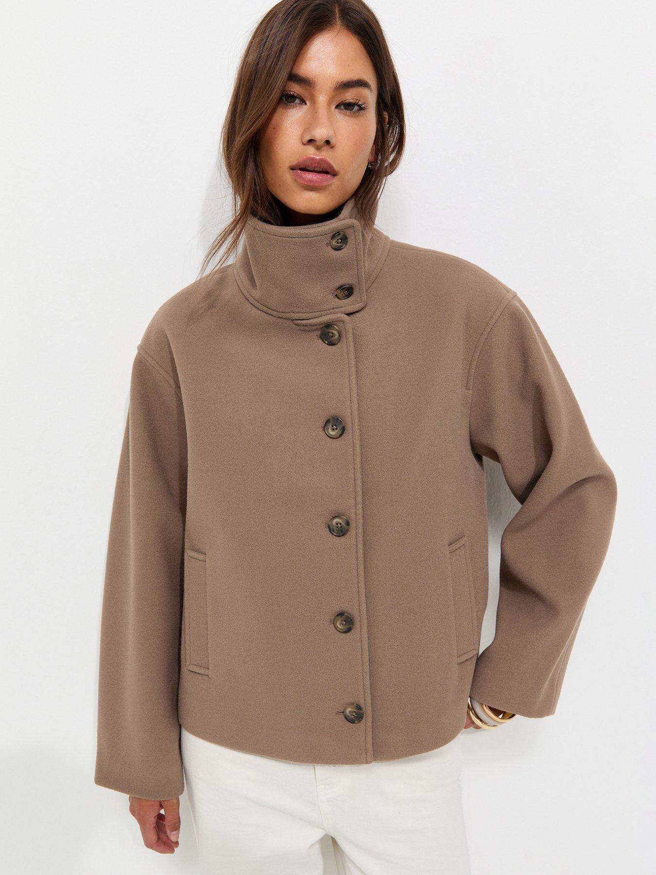 Image 1 of 6 of New Look Mink Woven Funnel Neck Jacket