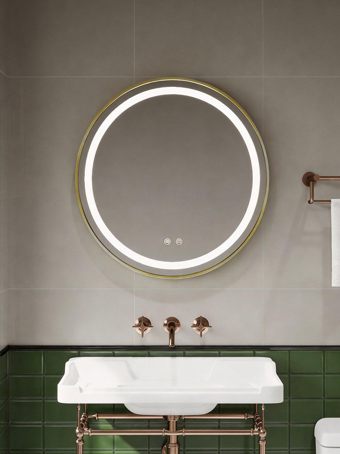 Living And Home Gold Wall Mounted Round Adjustable Led Bathroom Mirror Dia 60Cm in One Colour