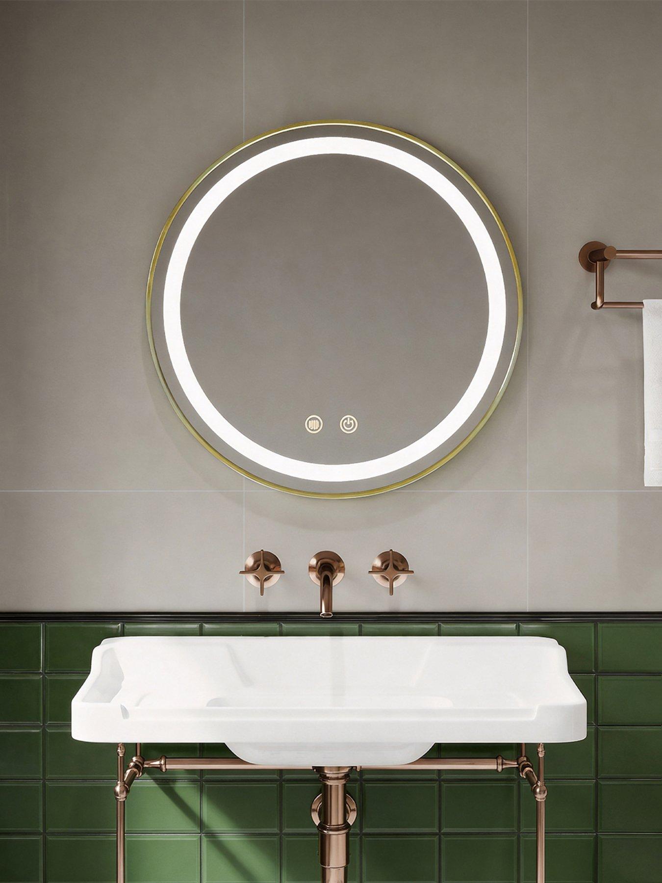 Living And Home Gold Wall Mounted Round Adjustable Led Bathroom Mirror Dia 50Cm in One Colour