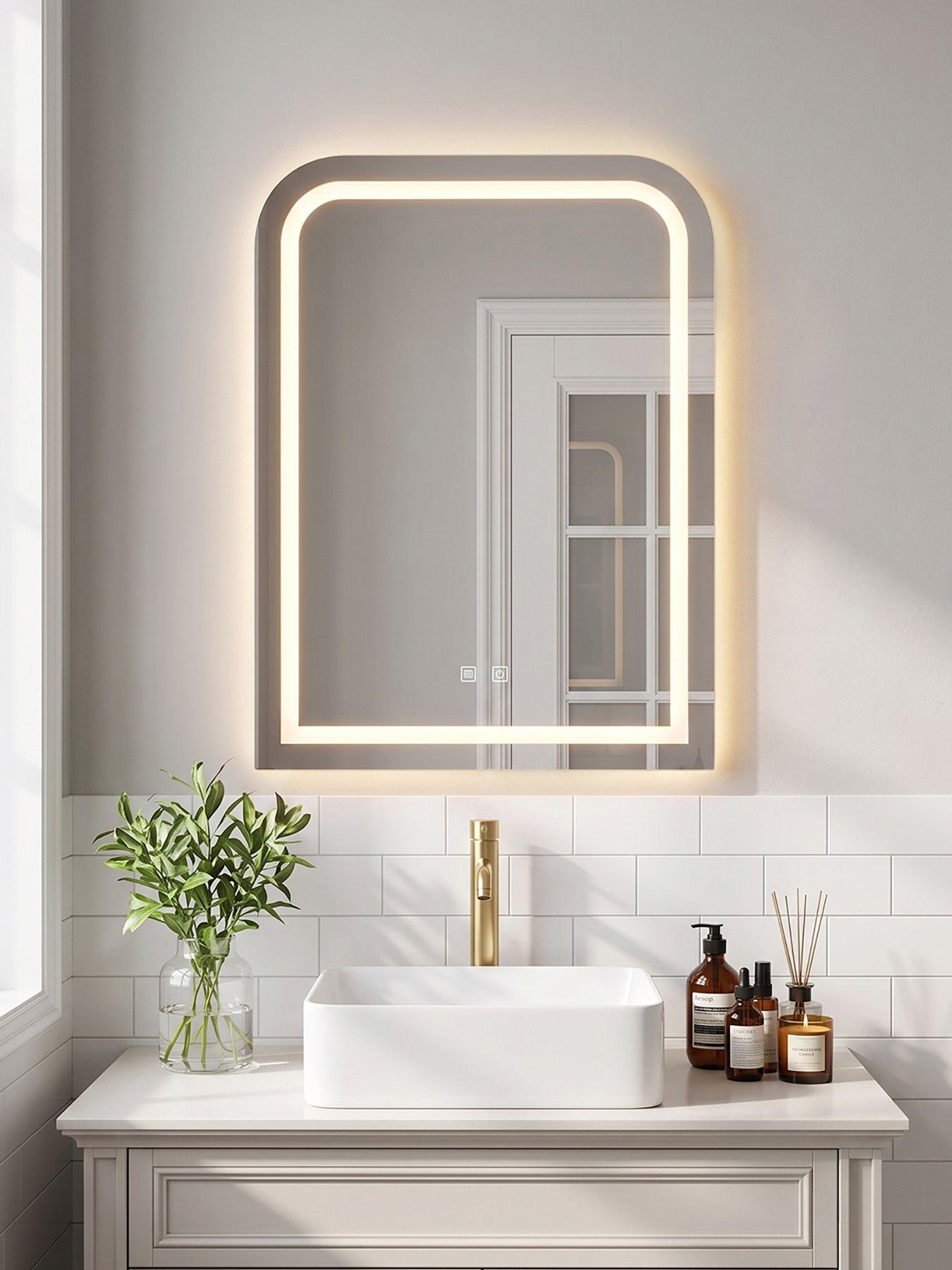 Living And Home Wall-Mounted Led Bathroom Mirror With Demister 60Cm X 80Cm in One Colour