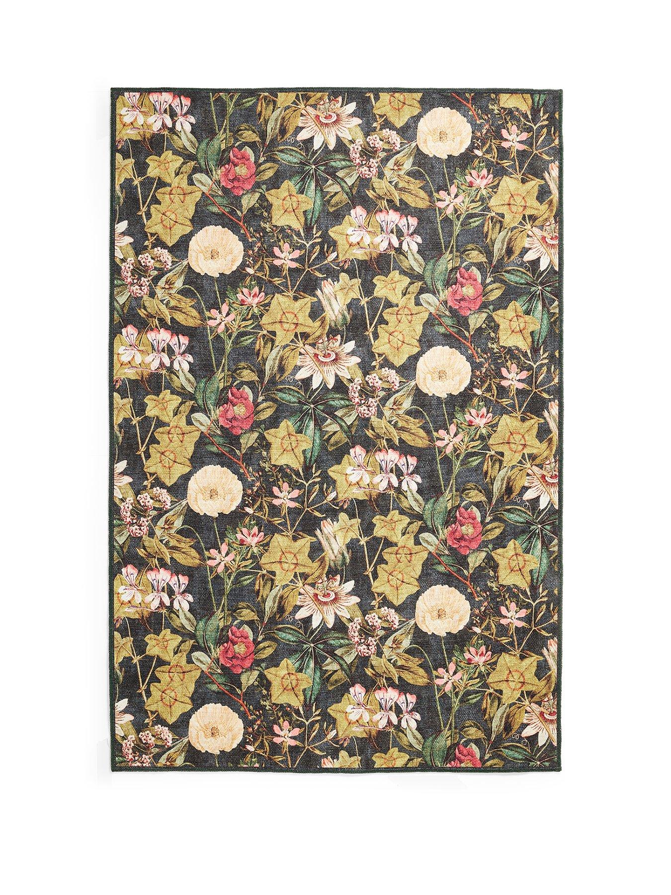 Image 2 of 6 of Clarke & Clarke Passiflora Noir Washable Rug
