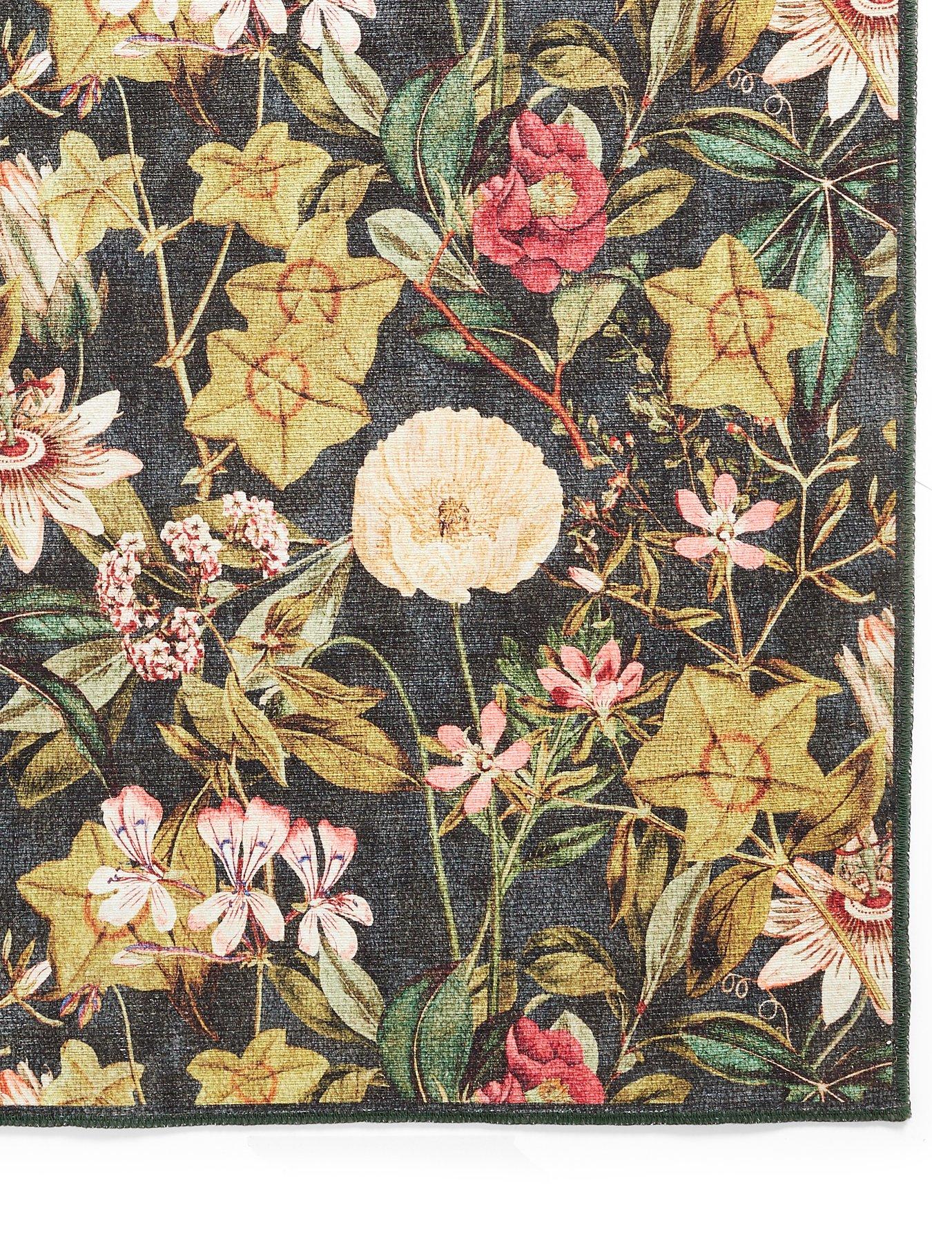 Image 3 of 6 of Clarke & Clarke Passiflora Noir Washable Rug