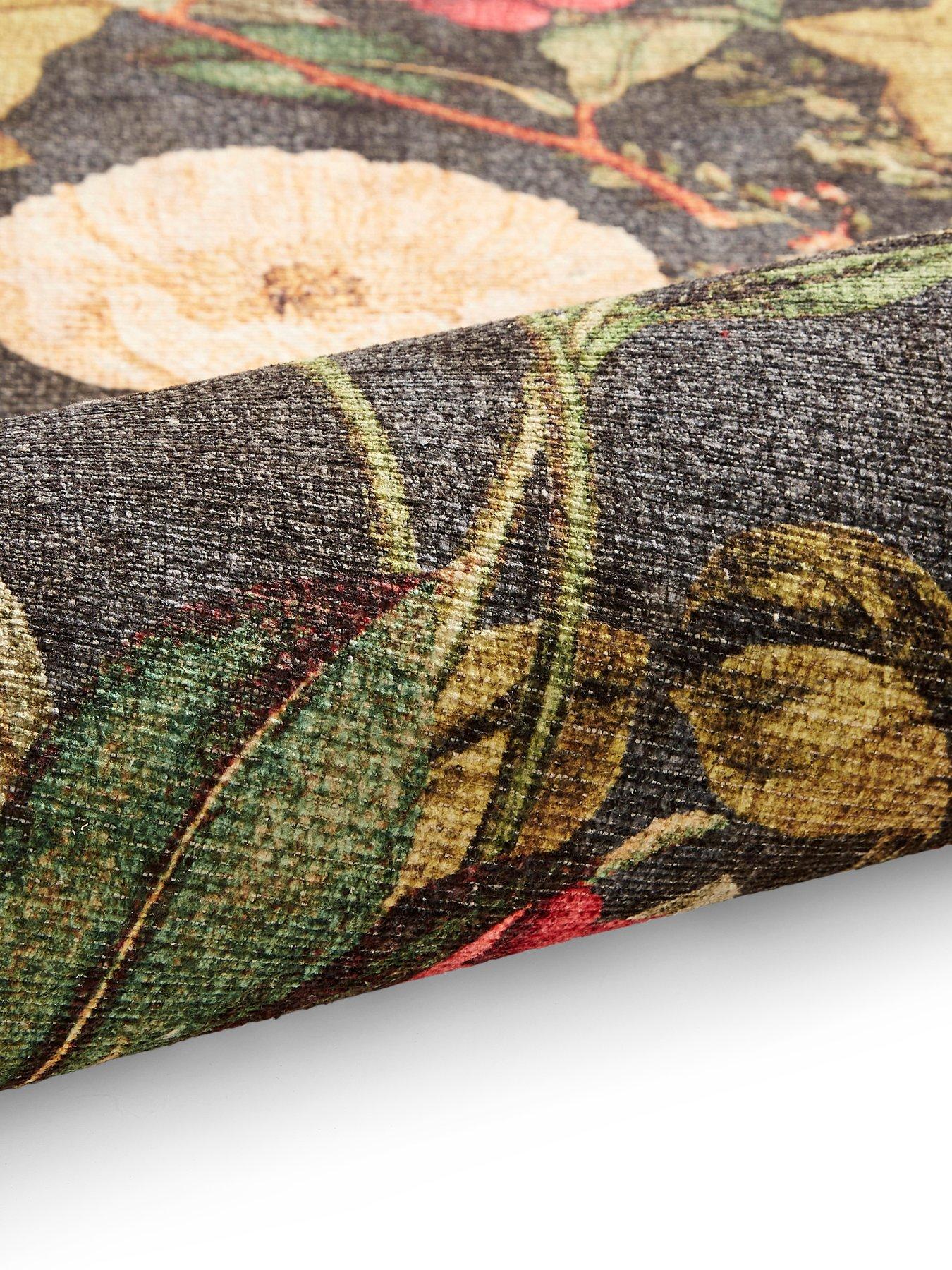 Image 5 of 6 of Clarke & Clarke Passiflora Noir Washable Rug
