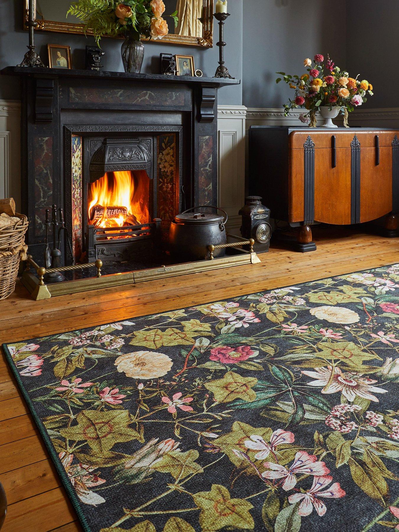 Image 6 of 6 of Clarke & Clarke Passiflora Noir Washable Rug