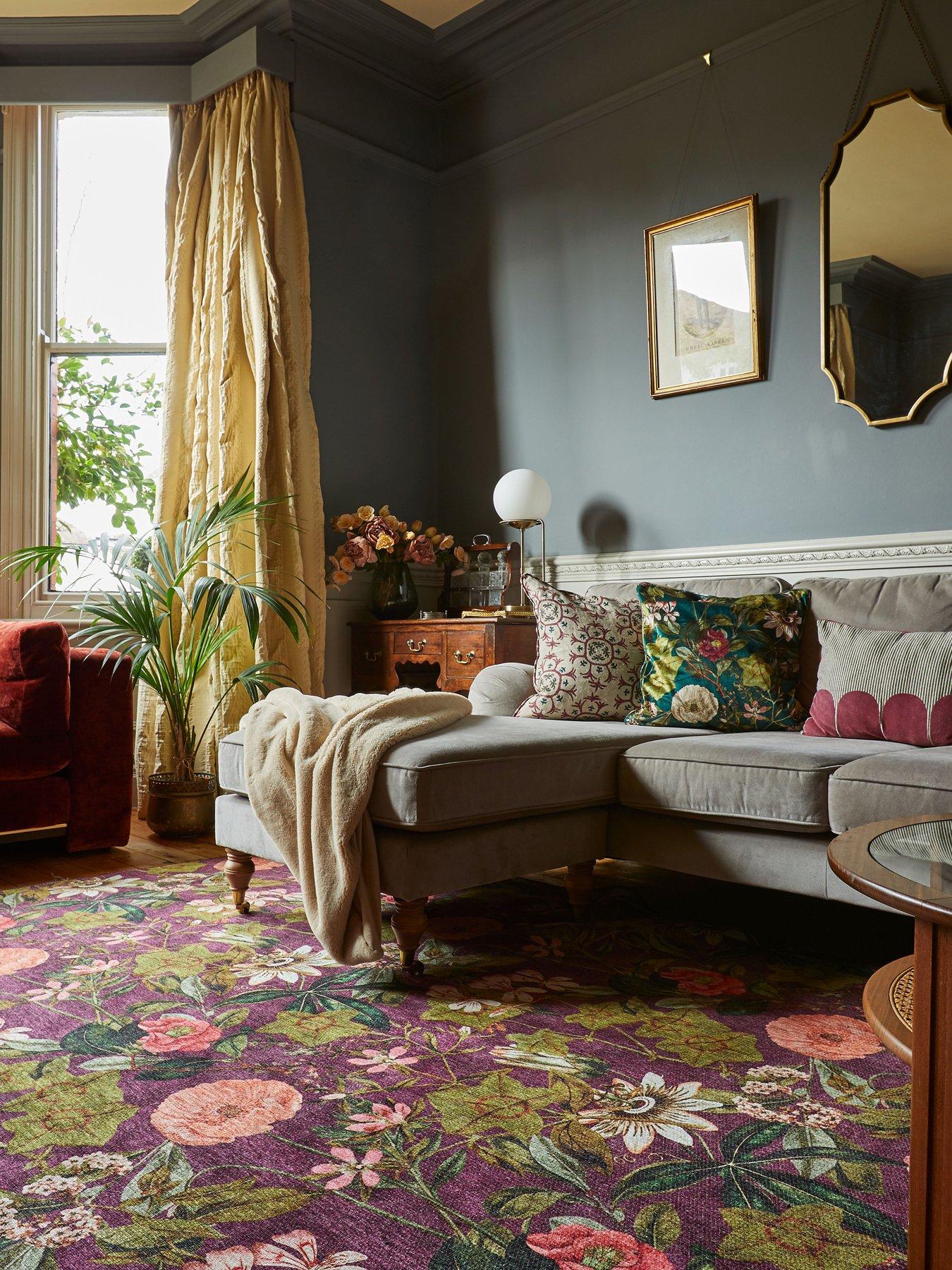Image 1 of 5 of Clarke & Clarke Passiflora Mulberry Washable Rug