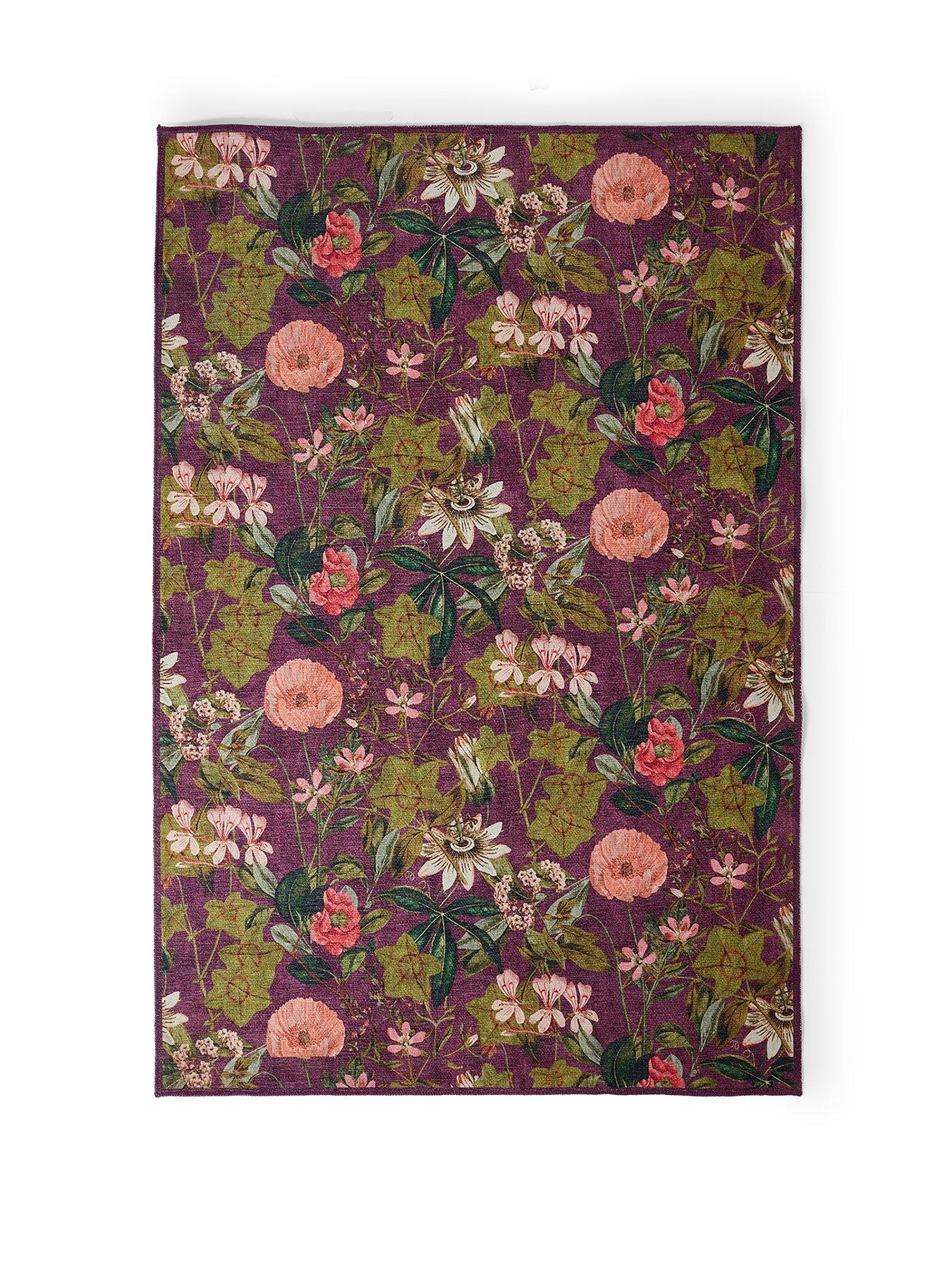 Image 2 of 5 of Clarke & Clarke Passiflora Mulberry Washable Rug