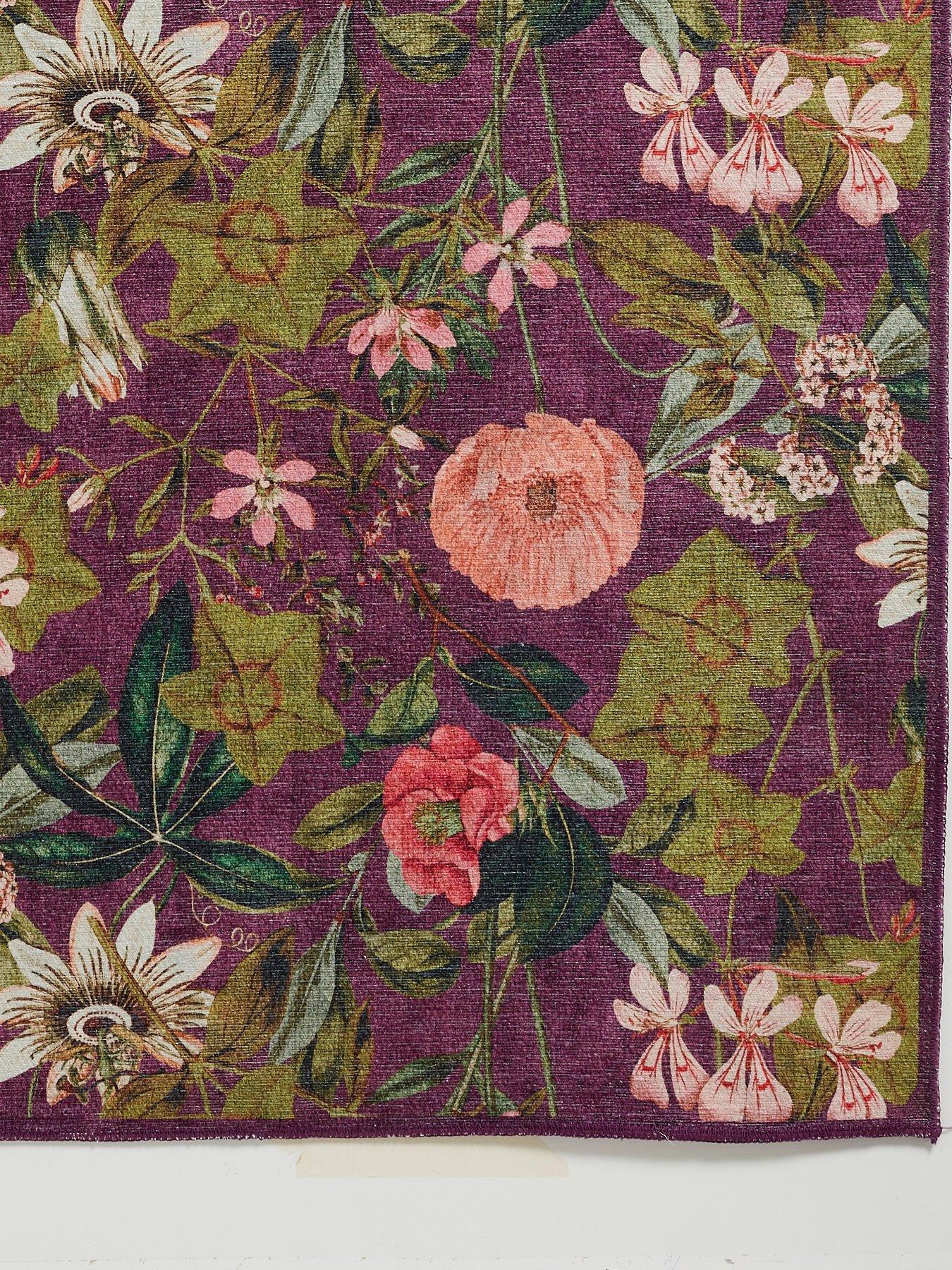Image 3 of 5 of Clarke & Clarke Passiflora Mulberry Washable Rug