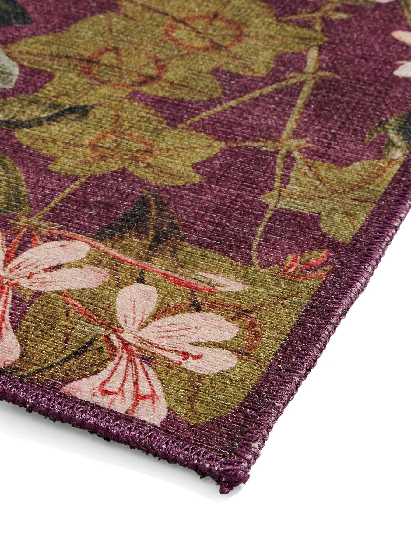 Image 4 of 5 of Clarke & Clarke Passiflora Mulberry Washable Rug