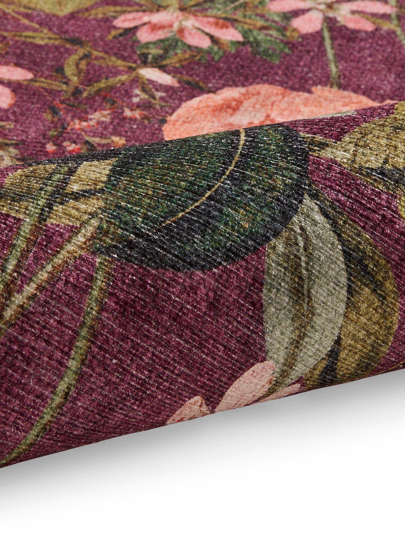 Image 5 of 5 of Clarke & Clarke Passiflora Mulberry Washable Rug