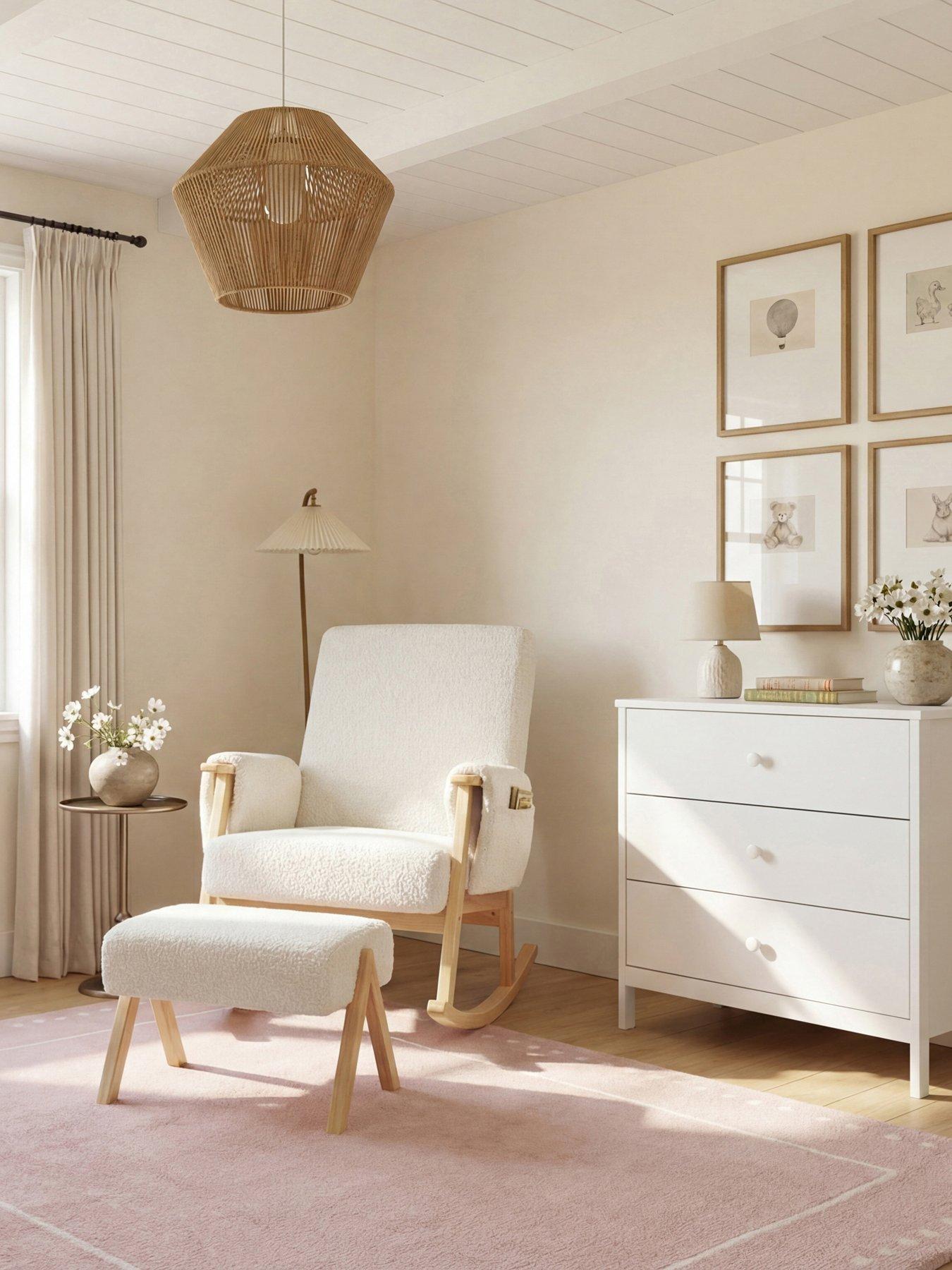 Bebe & Beyond Storyteller Nursing Chair  &  Stool Off White Ted