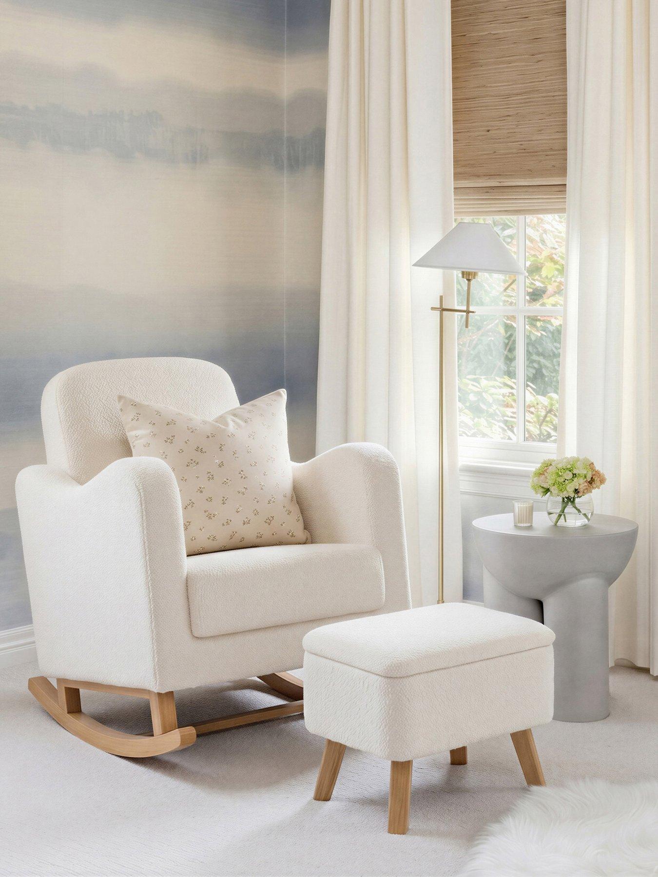 Bebe & Beyond Soother Nursing Chair  &  Stool Off White Boucle