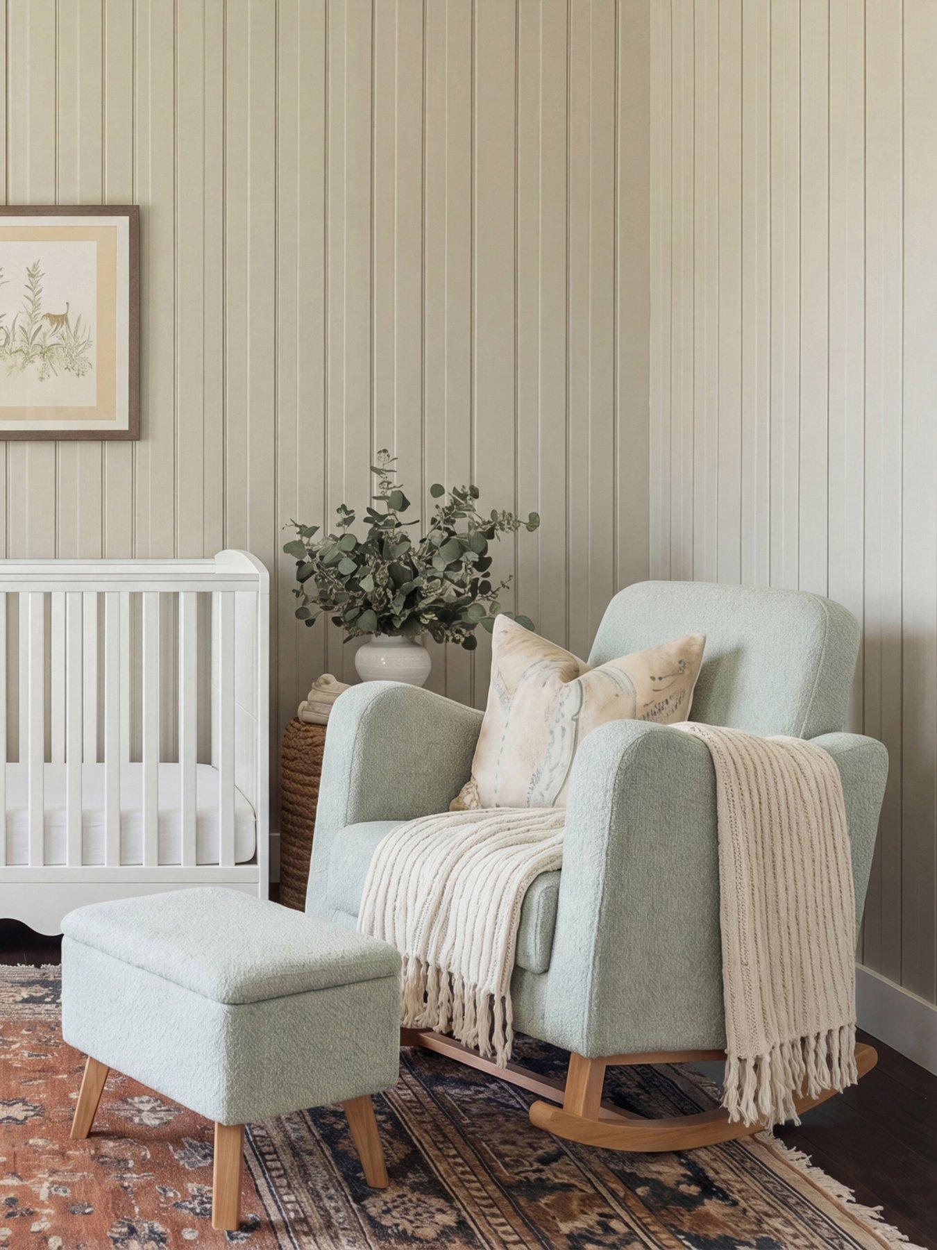 Bebe & Beyond Soother Nursing Chair  &  Stool Sage Boucle
