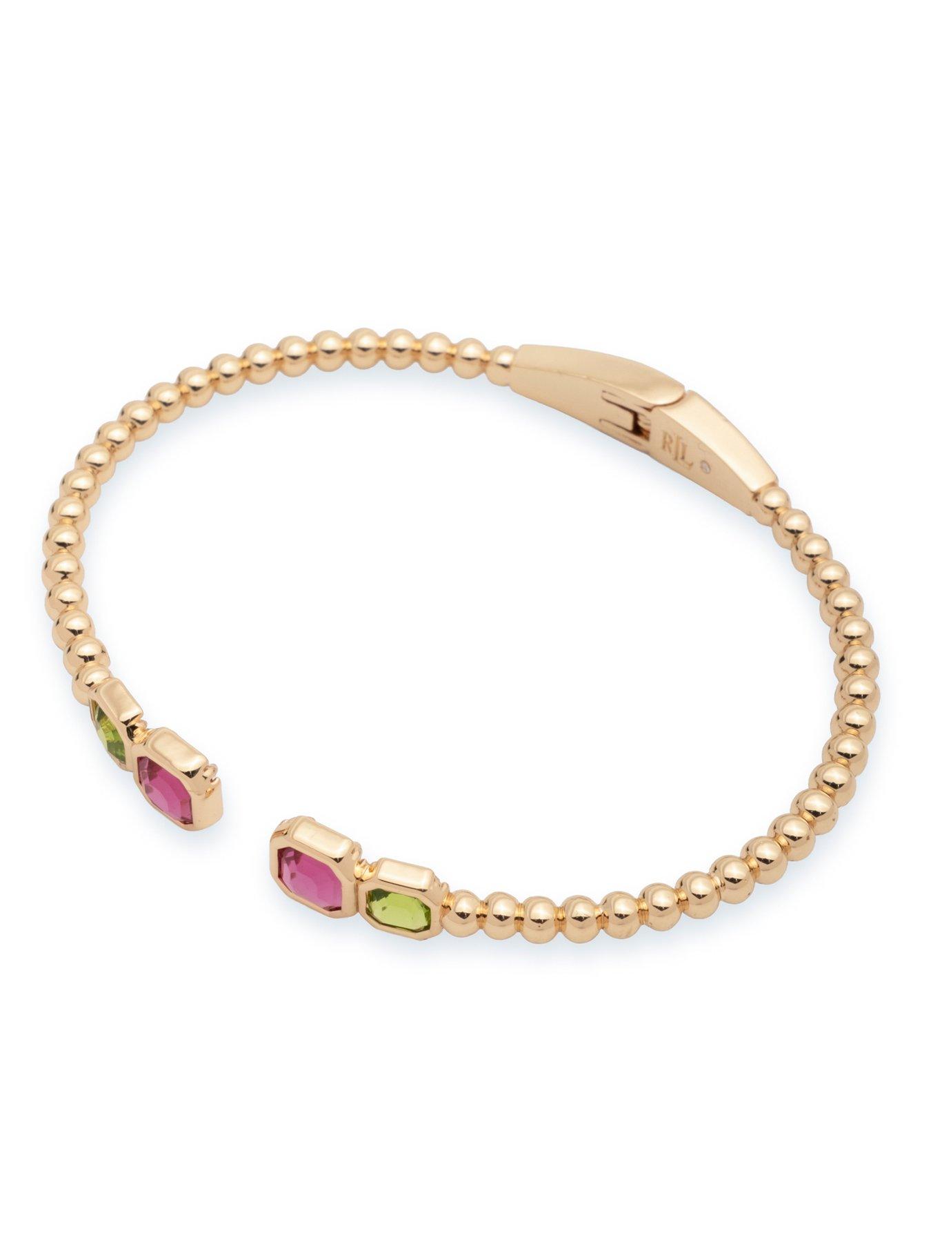 Image 2 of 4 of Lauren by Ralph Lauren Lauren Ralph Lauren Gold Tone & Multi Open Cuff Bangle