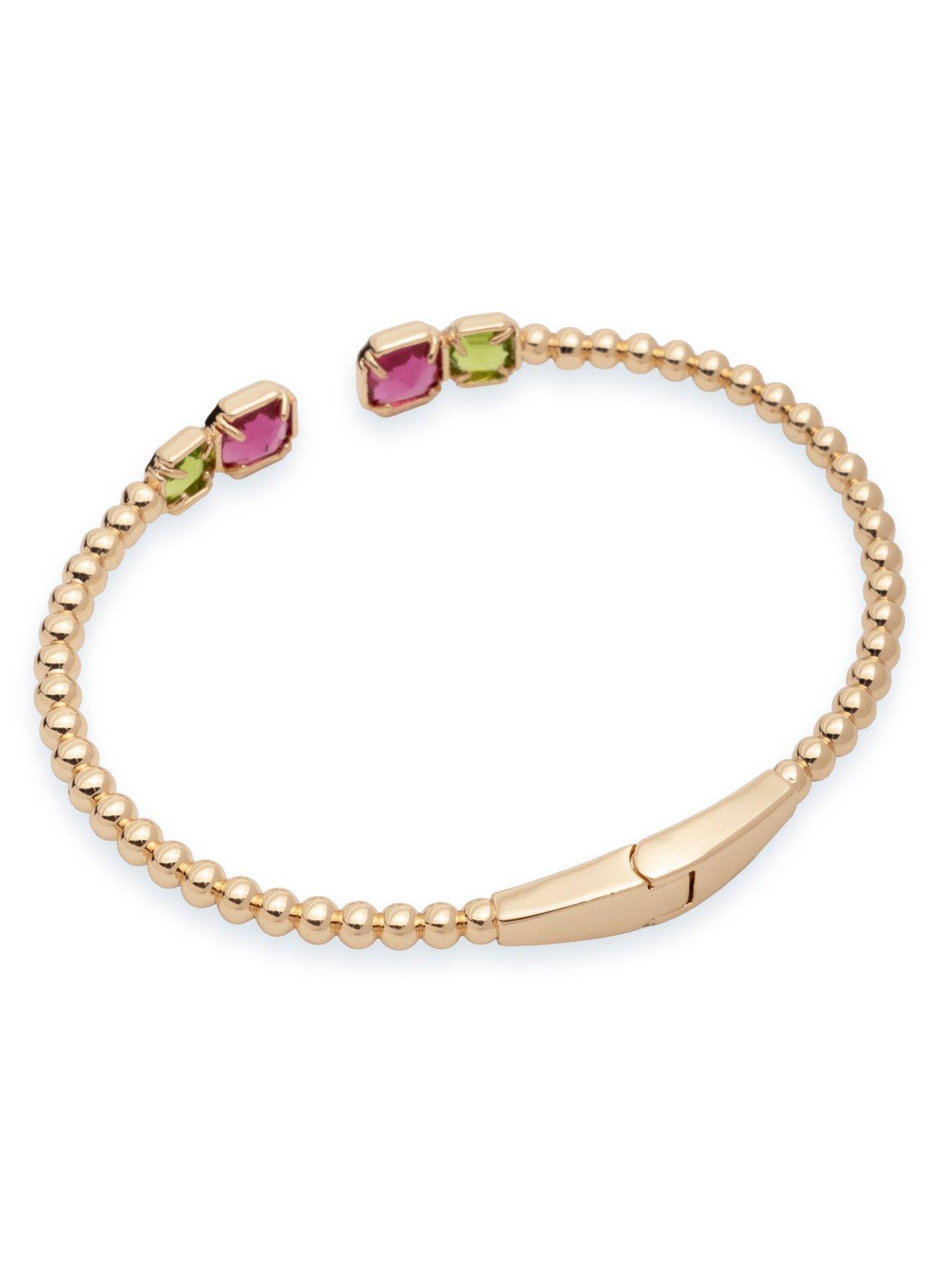 Image 3 of 4 of Lauren by Ralph Lauren Lauren Ralph Lauren Gold Tone & Multi Open Cuff Bangle