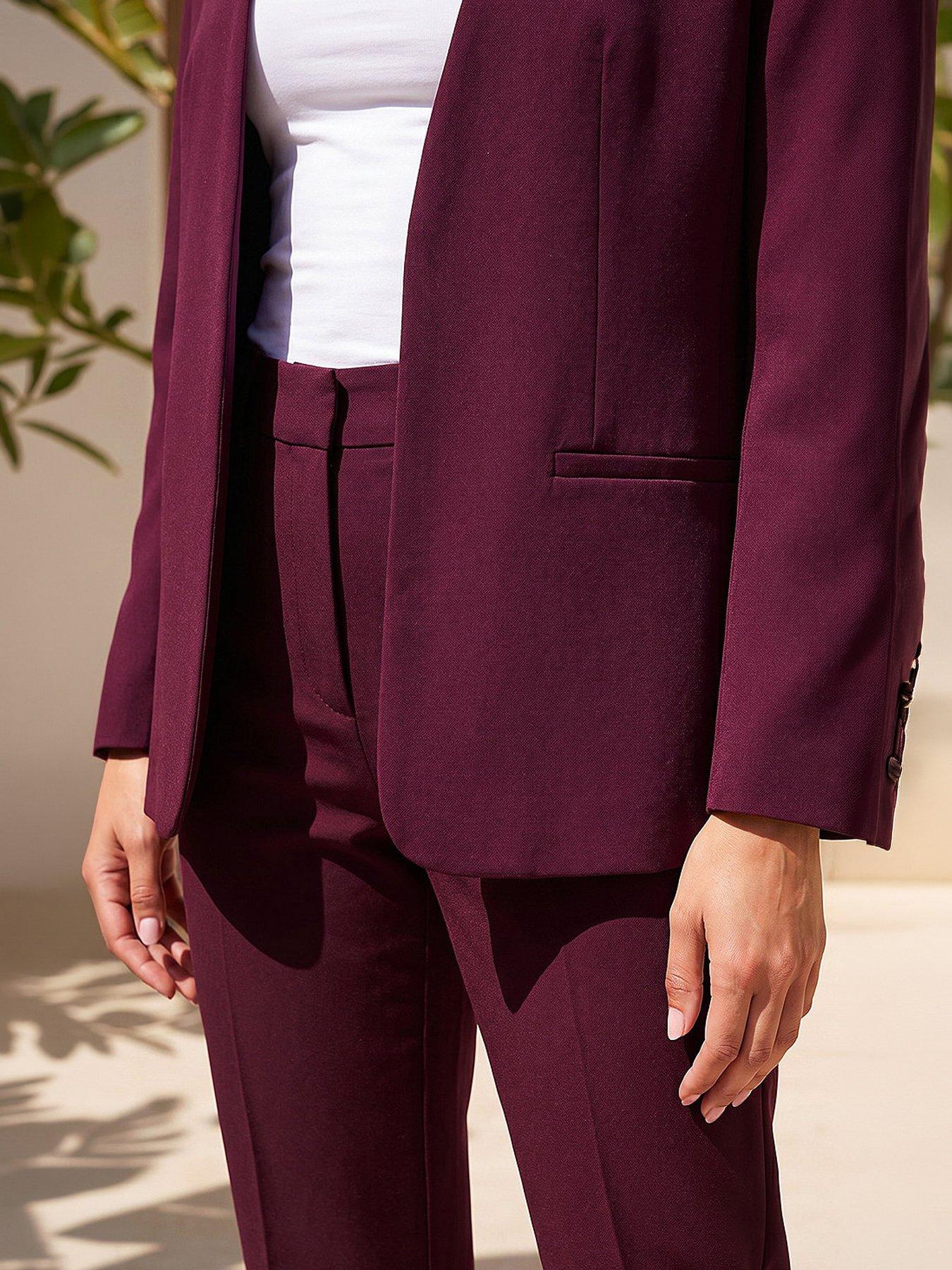 Image 2 of 4 of Roman Edge To Edge Blazer - Wine
