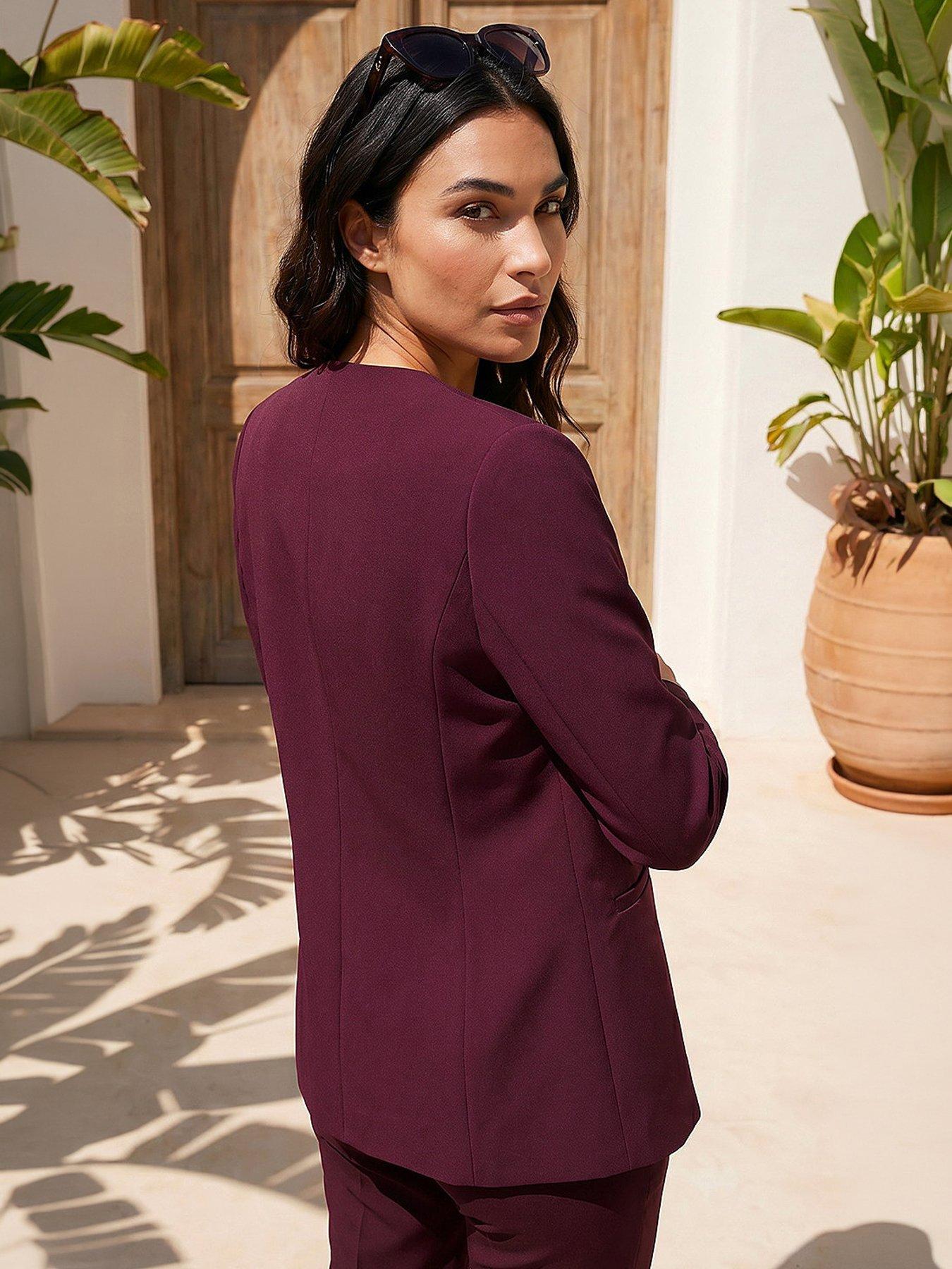 Image 4 of 4 of Roman Edge To Edge Blazer - Wine
