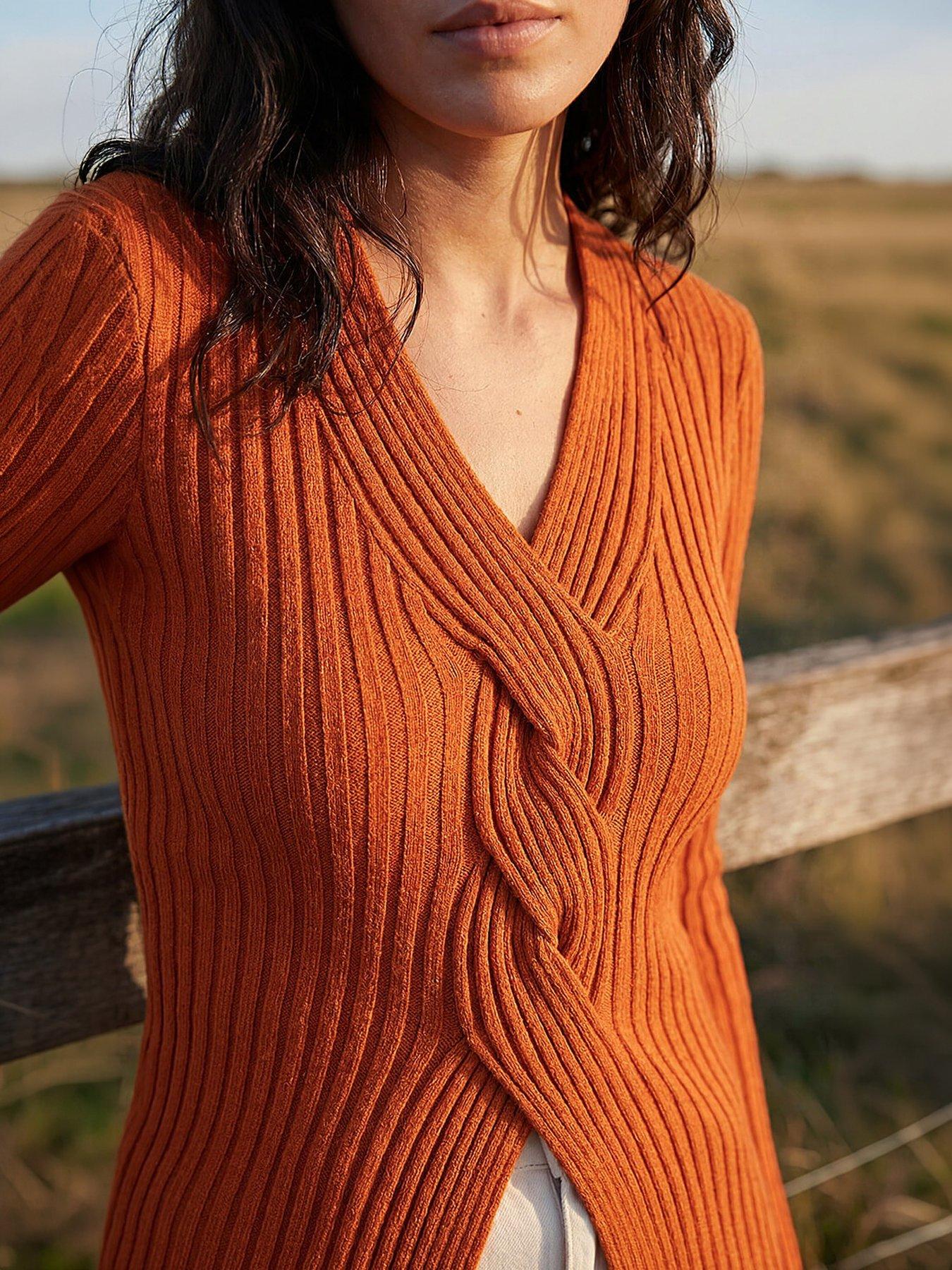 Image 2 of 4 of Roman Cable Rib Knit Jumper - Rust
