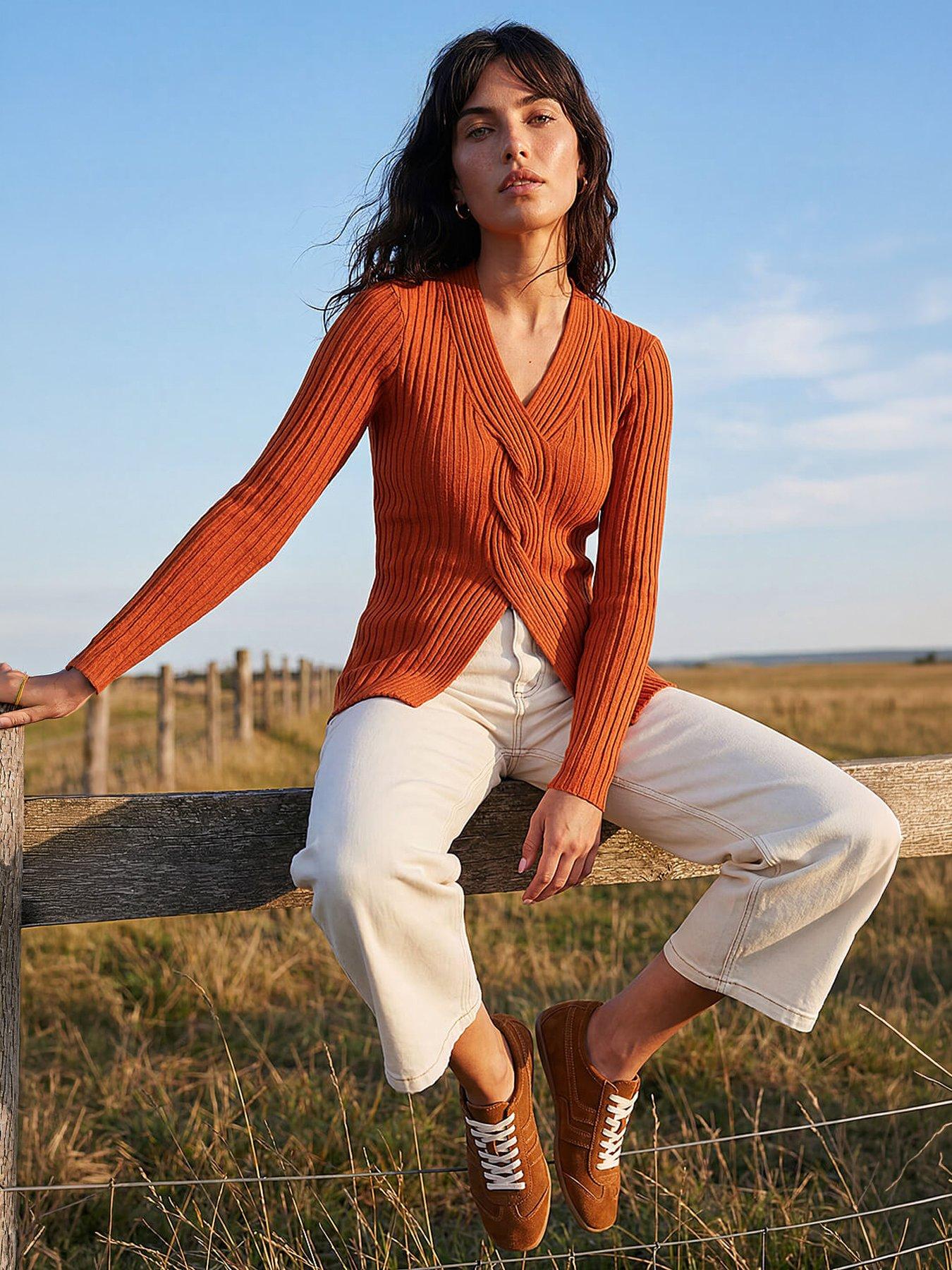 Image 4 of 4 of Roman Cable Rib Knit Jumper - Rust