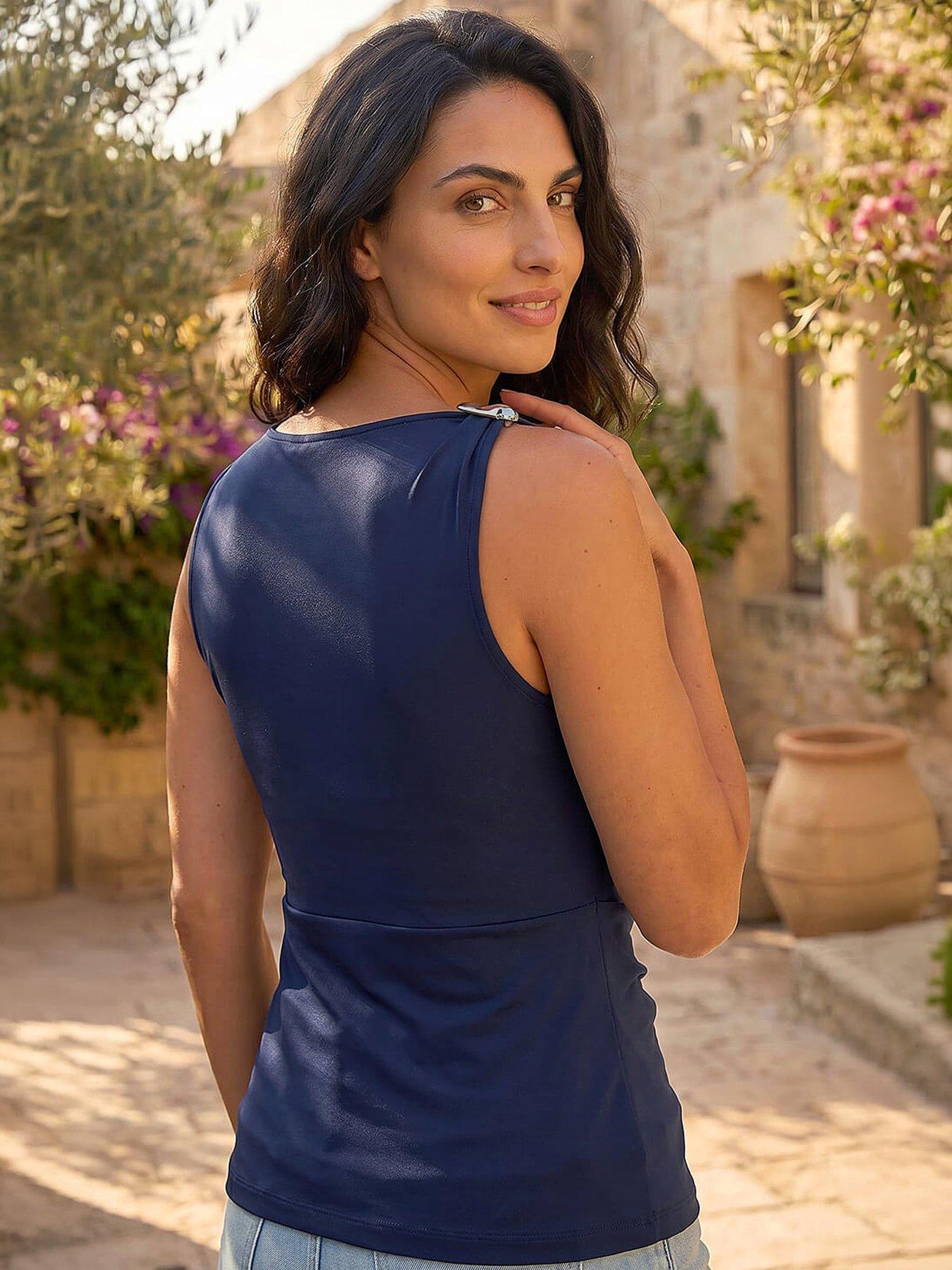Image 4 of 4 of Roman Dusk Hardware Trim Tank Top - Navy