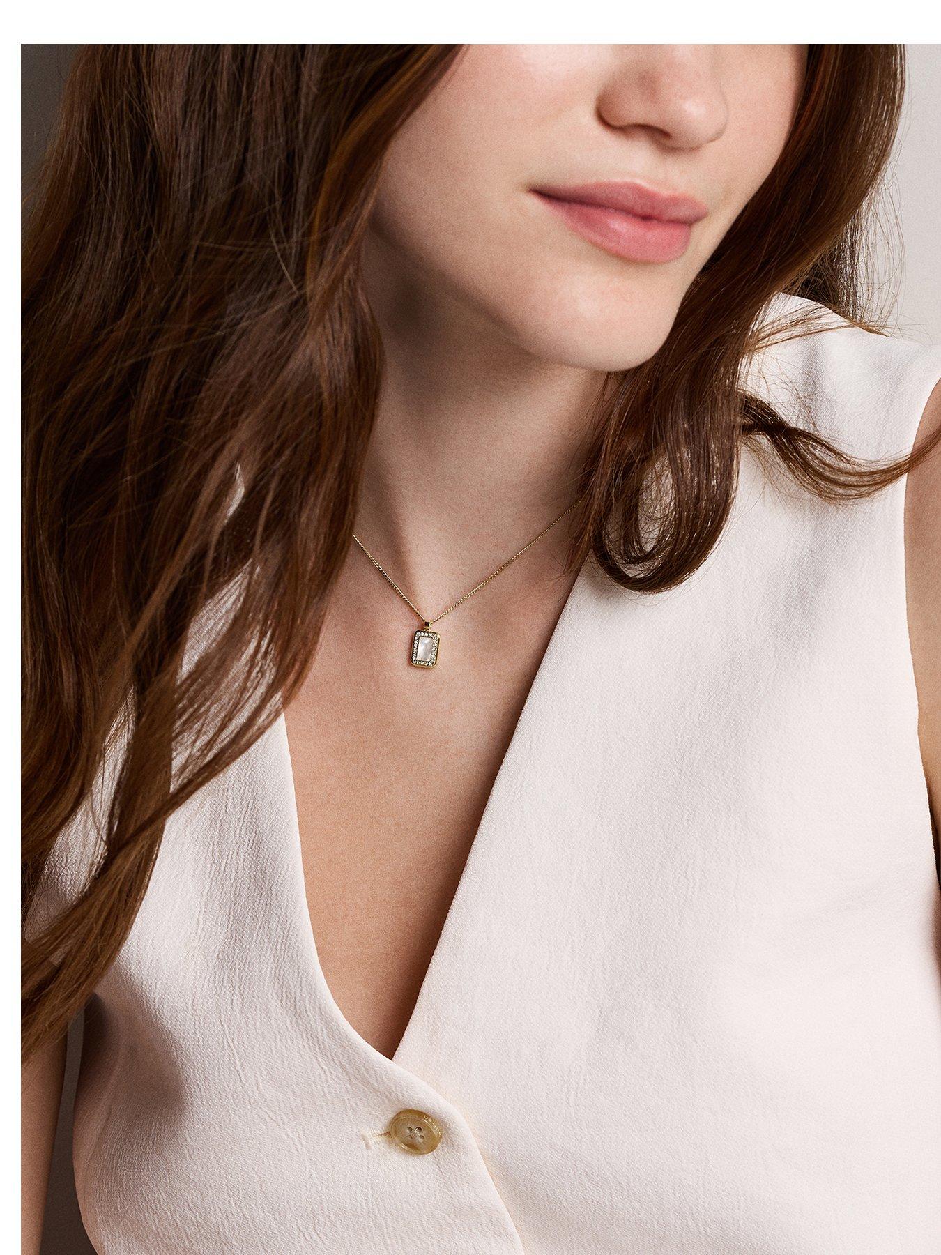 Image 1 of 7 of Fossil Raquel Mother-of-Pearl Pendant Necklace - Gold